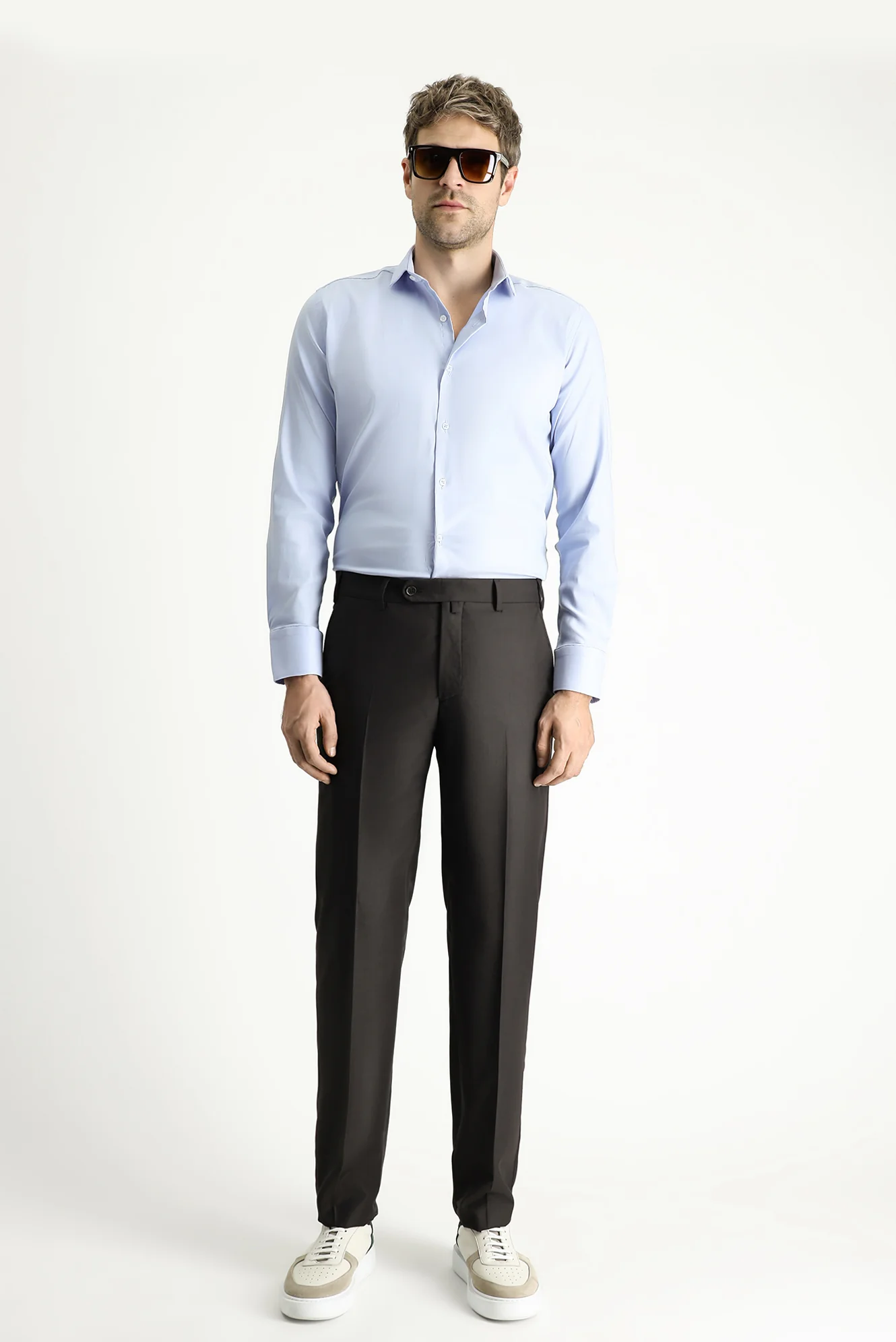 Koyu Kahve 7 Drop Slim Fit Dar Kesim Klasik Kumaş Pantolon - Image 2