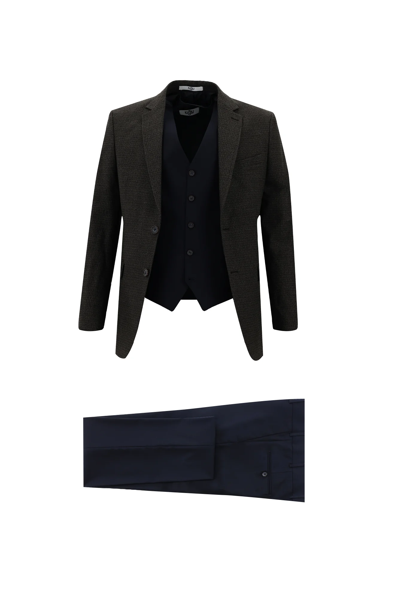 Koyu Kahve 7 Drop Slim Fit Dar Kesim Kombinli Yelekli Takım Elbise - Image 2