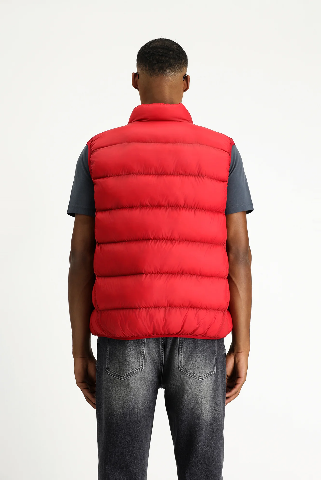 Koyu Kırmızı Kapitone Çantalı Spor Şişme Yelek - Image 4