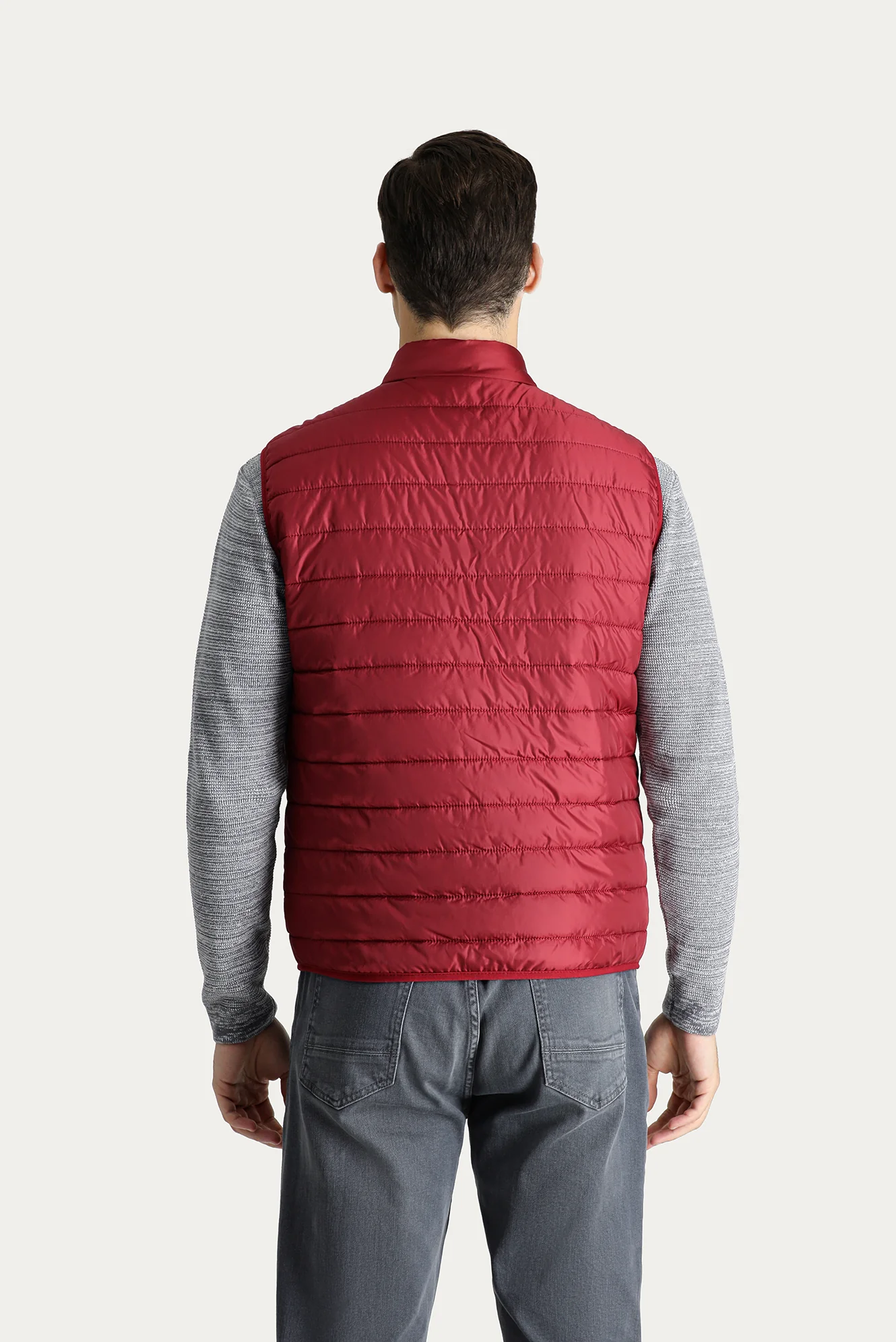 Koyu Kırmızı Kapitone Şişme Spor Yelek - Image 4