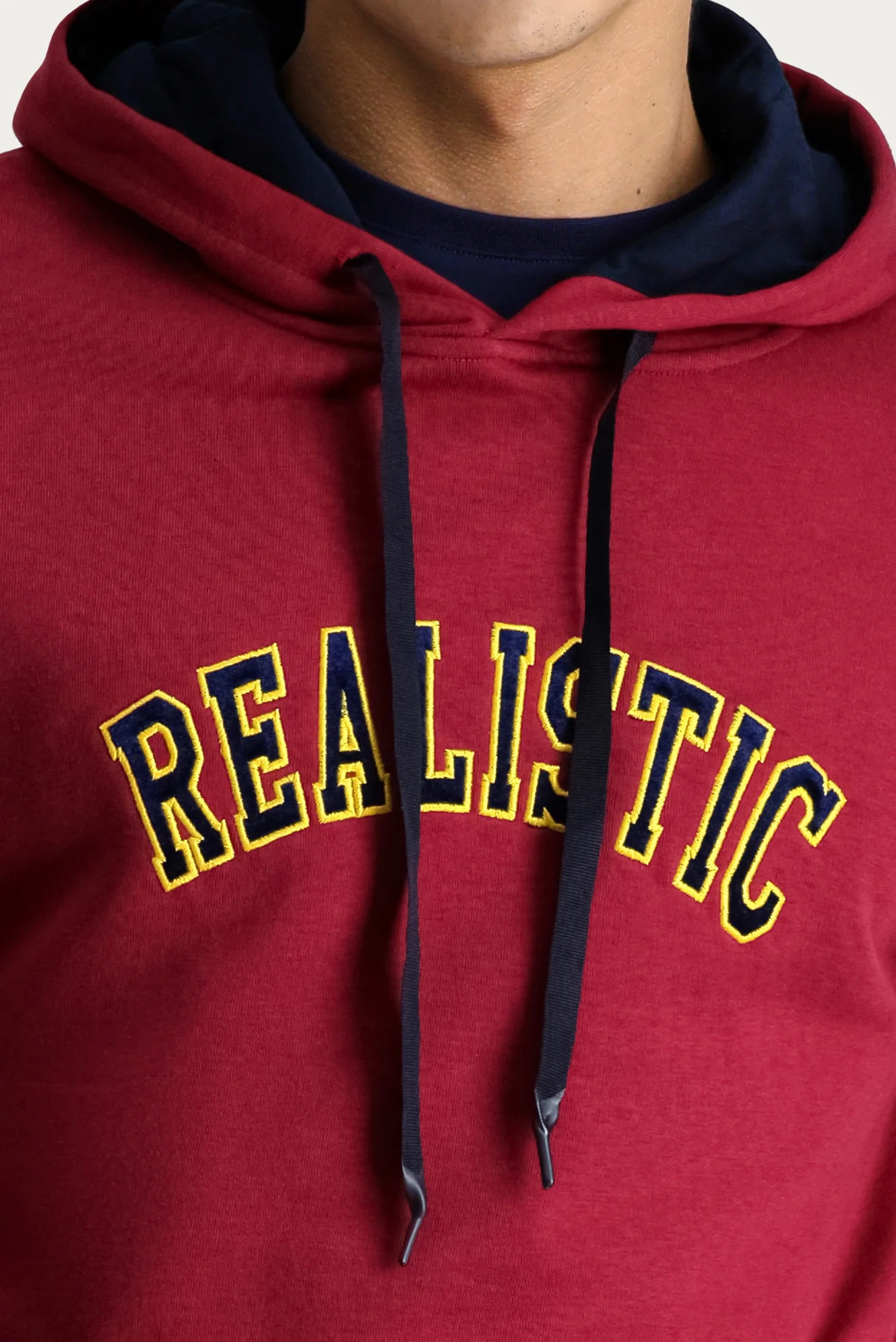 Koyu Kırmızı Kapüşonlu Nakışlı Oversize Pamuk Sweatshirt - Image 6