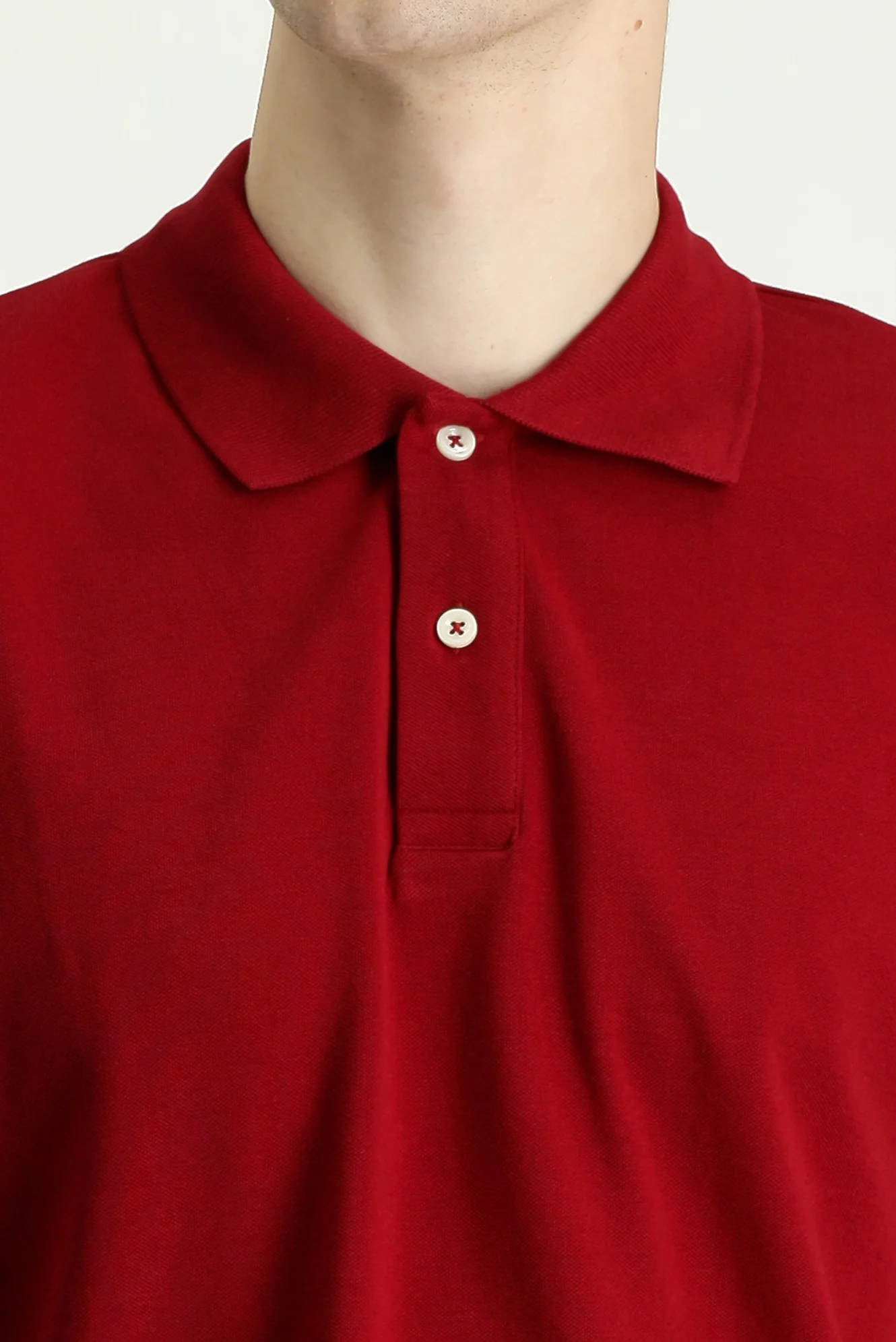 Koyu Kırmızı Polo Yaka Regular Fit Nakışlı Pamuk Tişört - Image 4