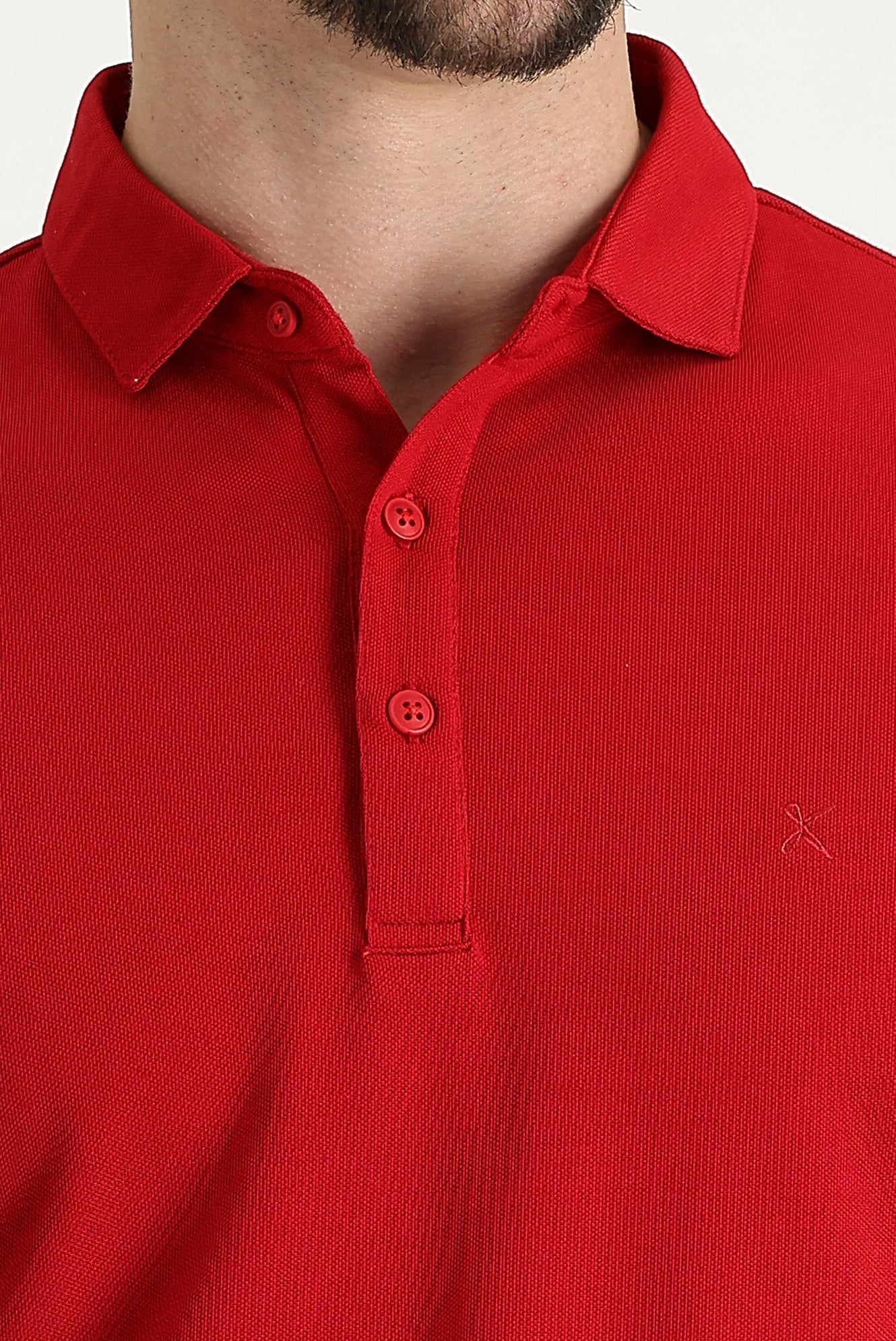 Koyu Kırmızı Polo Yaka Regular Fit Nakışlı Tişört - Image 4