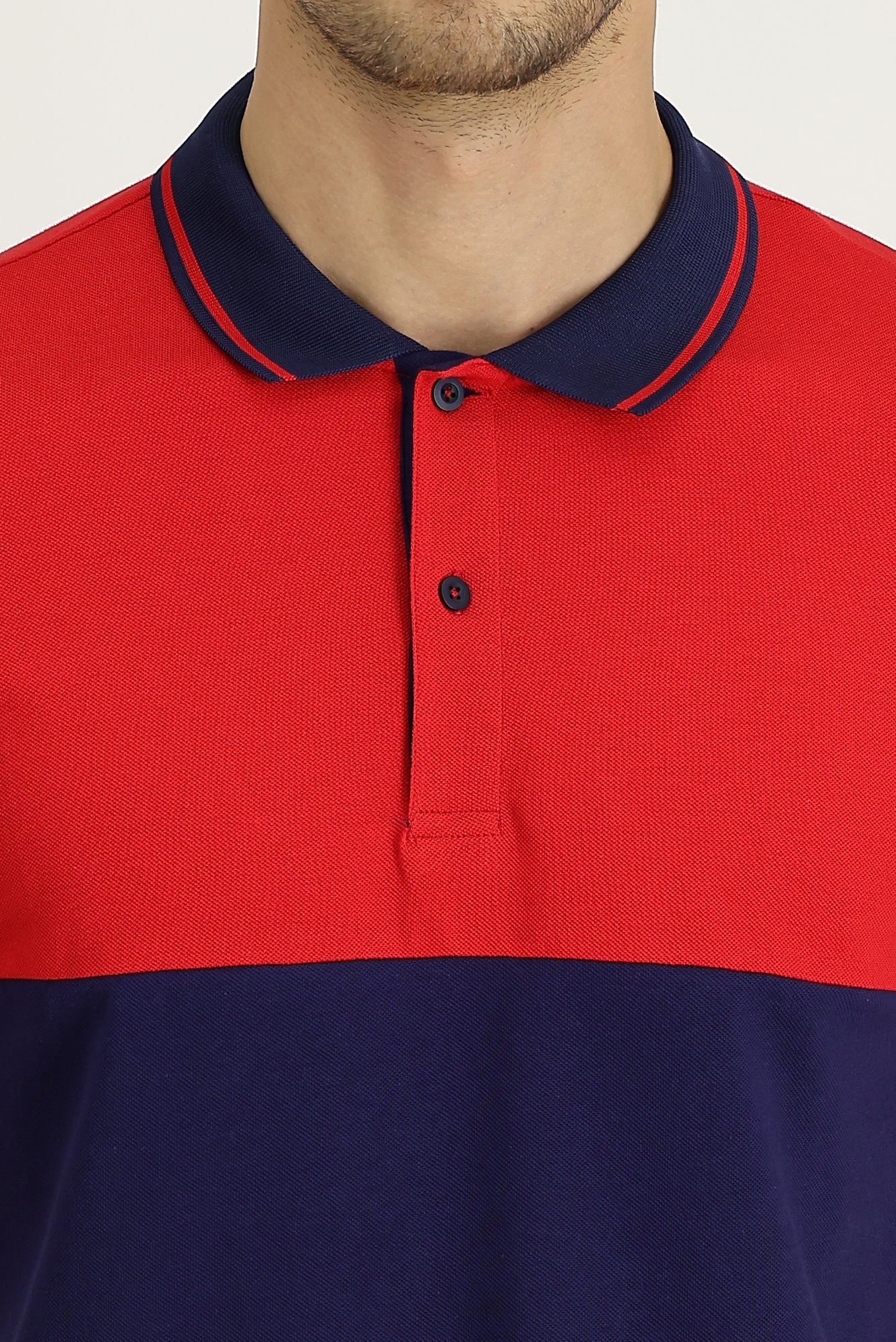 Koyu Kırmızı Polo Yaka Slim Fit Dar Kesim Desenli Pamuk Tişört - Image 3