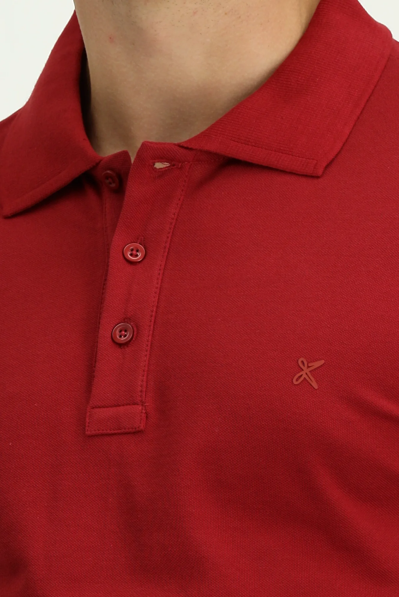 Koyu Kırmızı Slim Fit Dar Kesim Pamuk Kıvrılmaz Polo Yaka Tişört - Image 5
