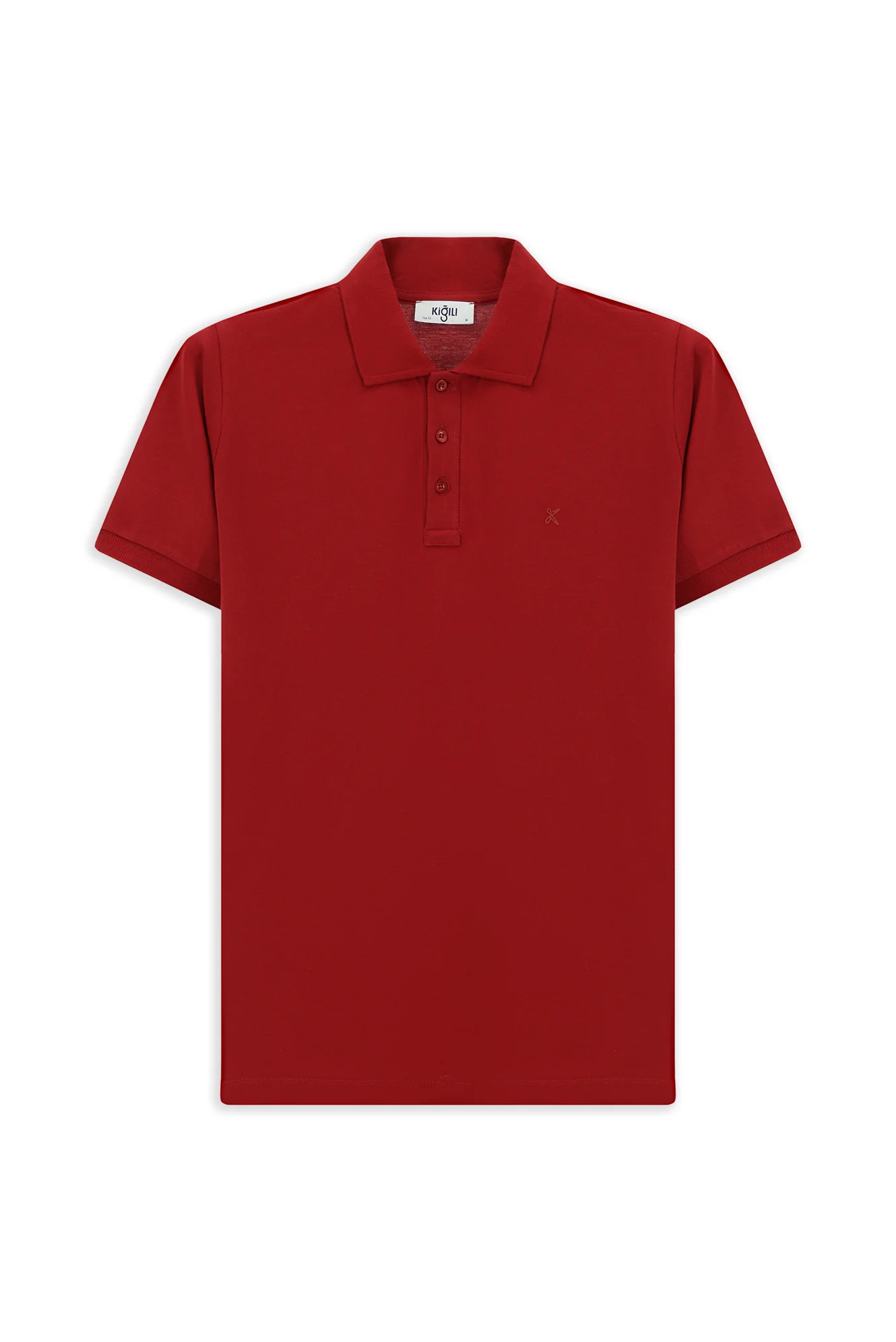 Koyu Kırmızı Slim Fit Dar Kesim Pamuk Kıvrılmaz Polo Yaka Tişört - Image 7