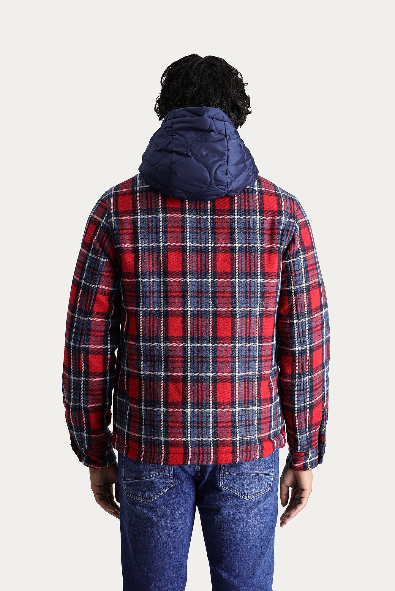 Koyu Kırmızı Slim Fit Dar Kesim Yünlü Kapüşonlu Spor Mont - Image 4