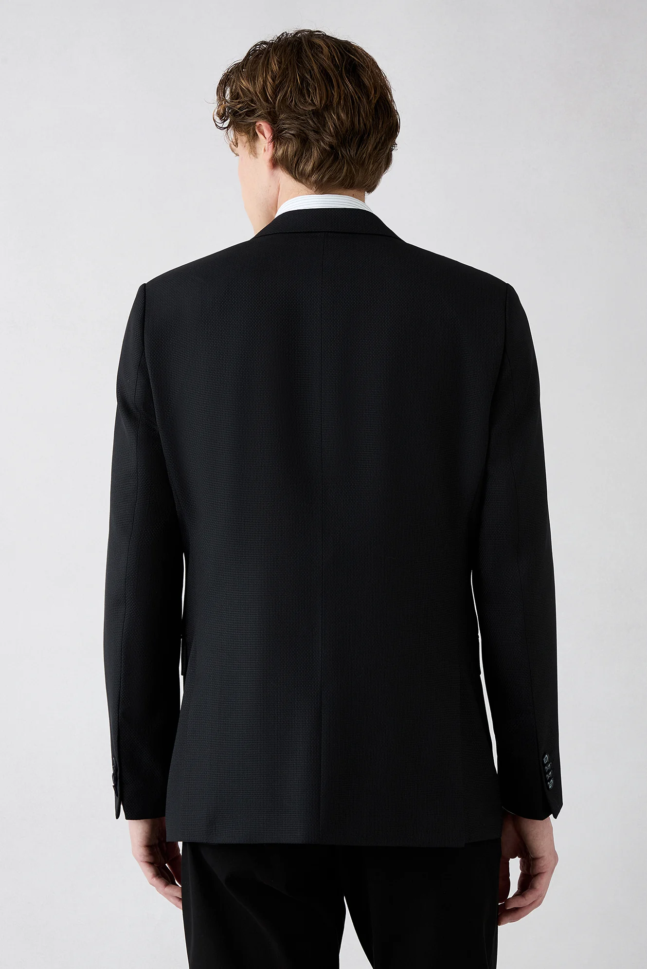 Koyu Lacivert 4 Drop Relaxed Fit Rahat Kesim Mono Yaka Klasik Yünlü Ceket - Image 6