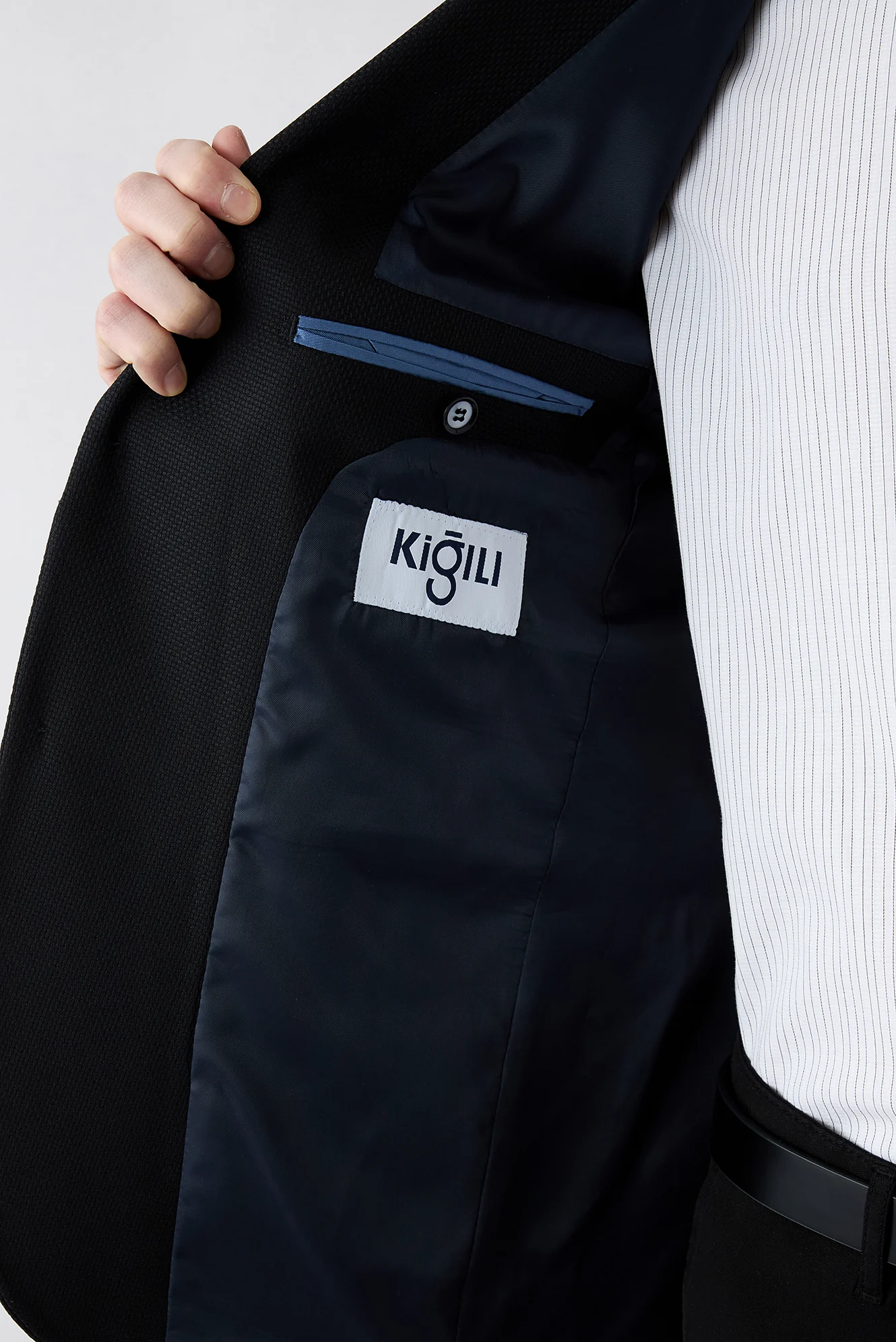 Koyu Lacivert 6 Drop Regular Fit Standart Kesim Mono Yaka Klasik Yünlü Ceket - Image 4