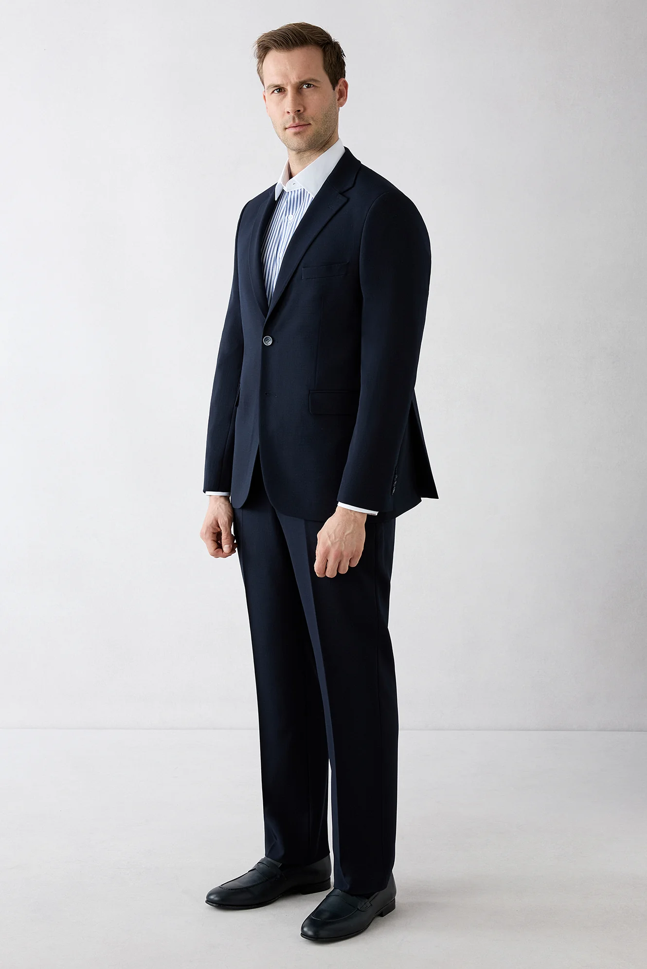 Koyu Lacivert 7 Drop Slim Fit Dar Kesim Mono Yaka Likralı Takım Elbise - Image 2