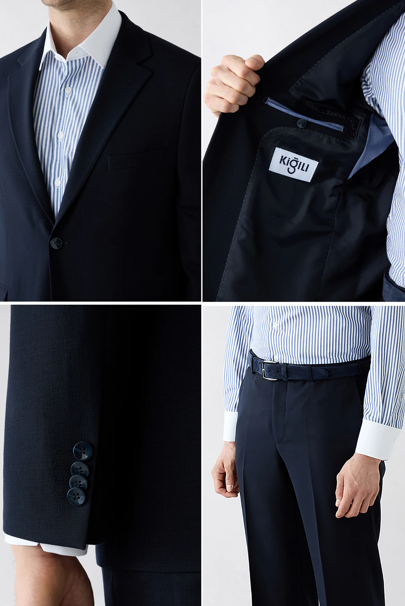 Koyu Lacivert 7 Drop Slim Fit Dar Kesim Mono Yaka Likralı Takım Elbise - Image 3