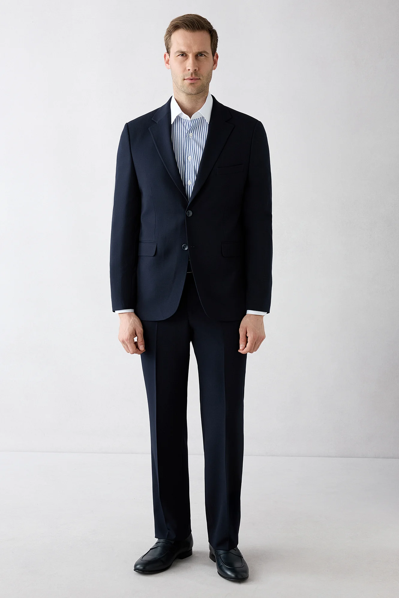 Koyu Lacivert 7 Drop Slim Fit Dar Kesim Mono Yaka Likralı Takım Elbise - Image 4