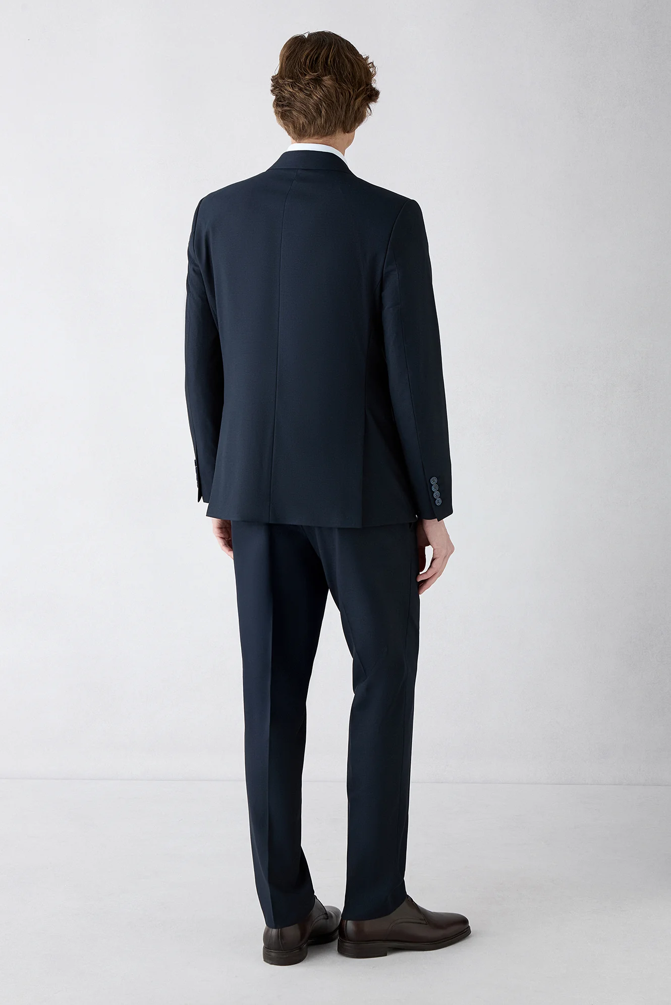 Koyu Lacivert 7 Drop Slim Fit Dar Kesim Mono Yaka Yünlü Takım Elbise - Image 6