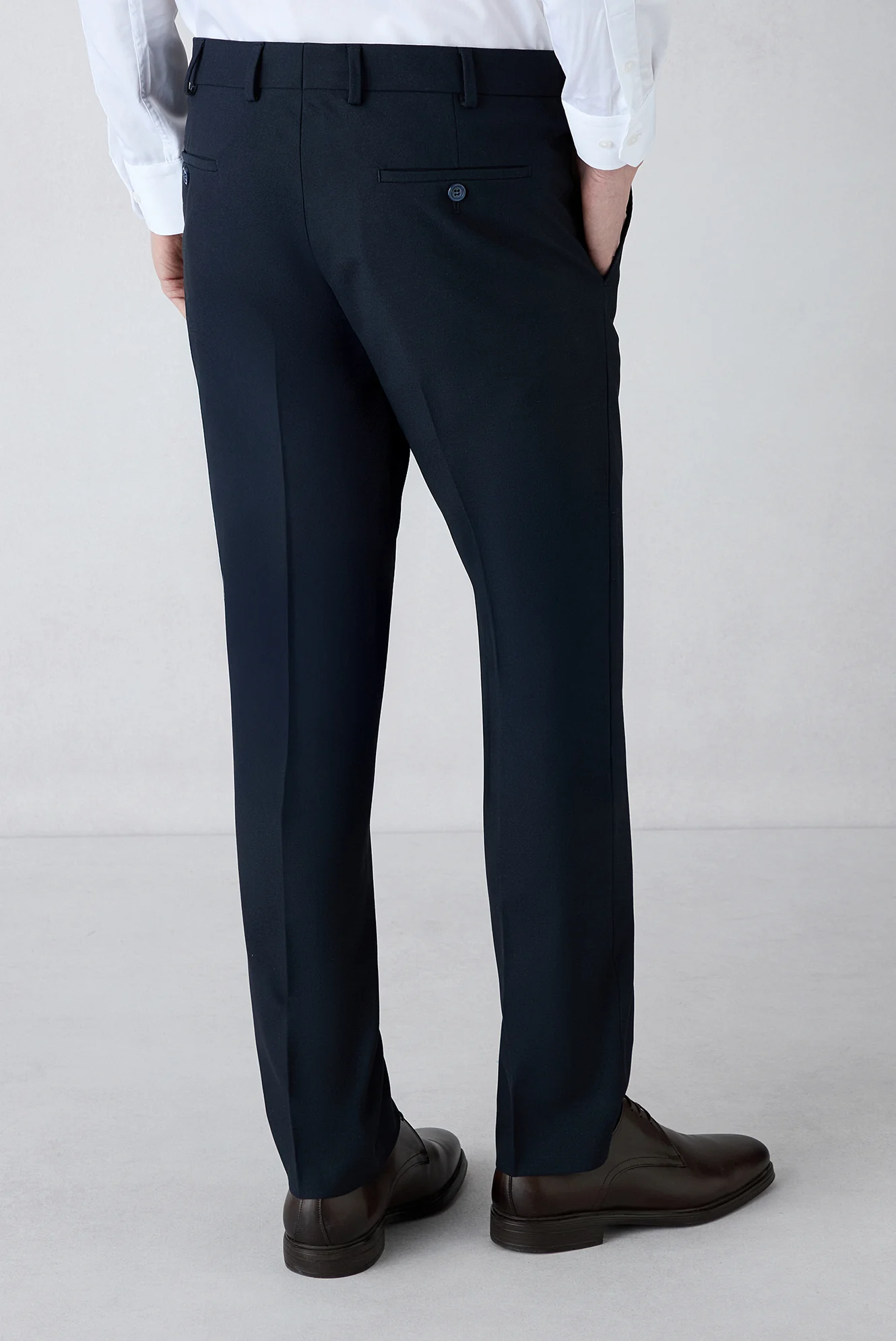 Koyu Lacivert 7 Drop Slim Fit Dar Kesim Mono Yaka Yünlü Takım Elbise - Image 8