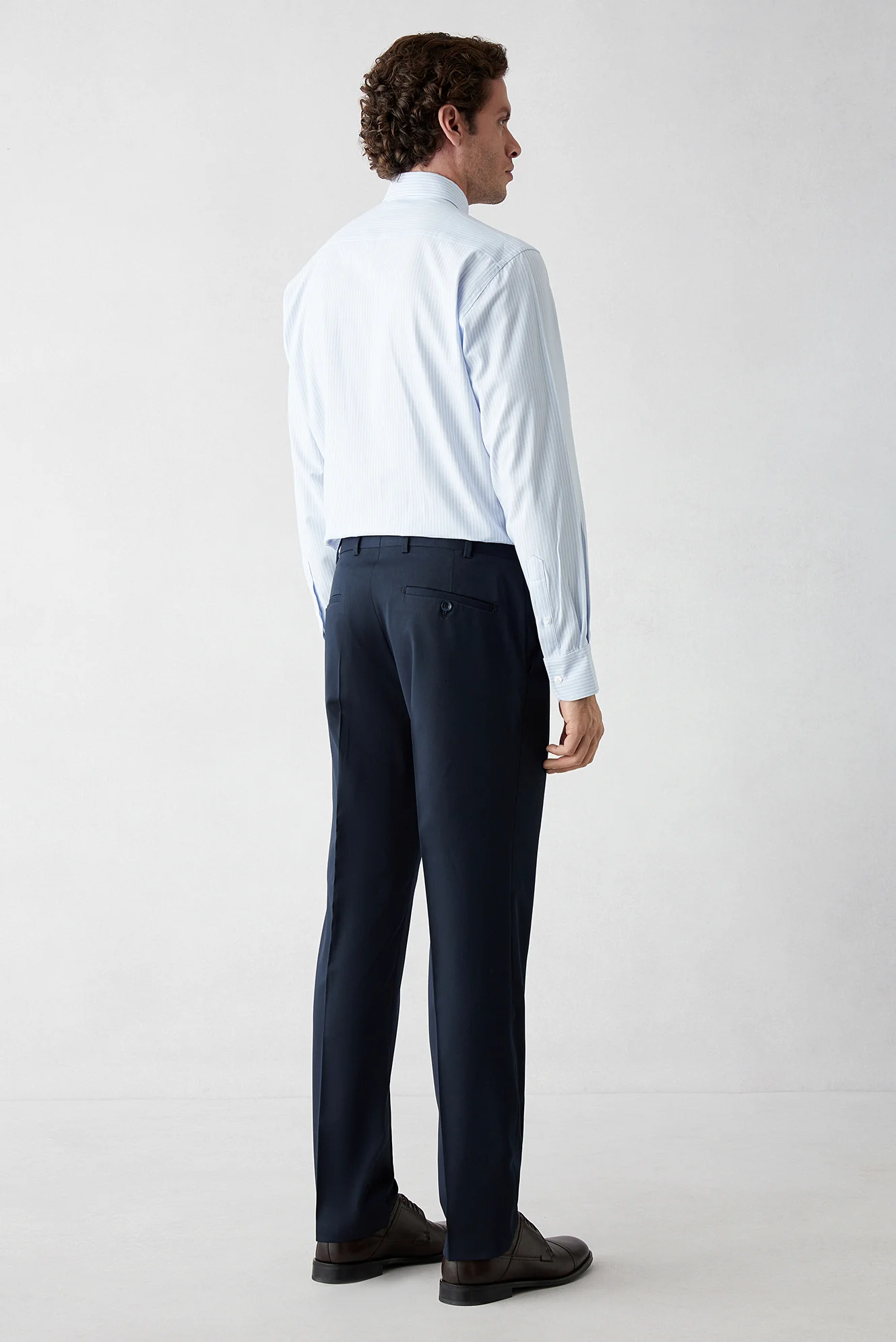 Koyu Lacivert 7 Drop Slim Fit Dar Kesim Mono Yaka Likralı Düz Takım Elbise - Image 5