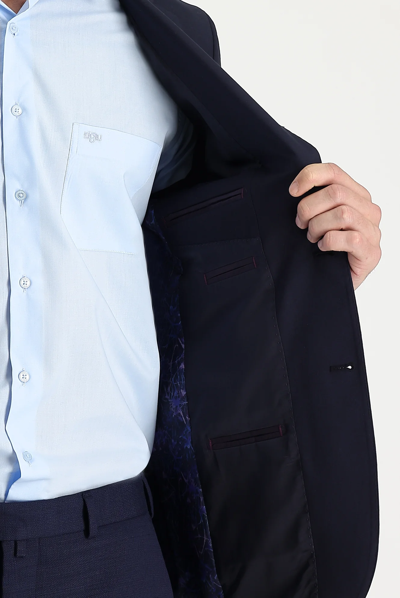 Koyu Lacivert 6 Drop Regular Fit Standart Kesim AK BLAZER CEKET - Image 4