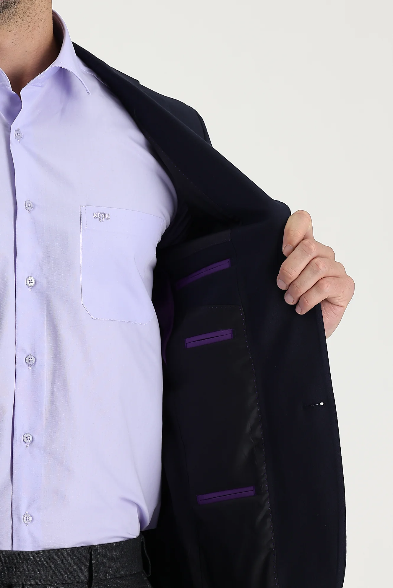 Koyu Lacivert 4 Drop Relaxed Fit Rahat Kesim AK POLVİS BLAZER CEKET - Image 4