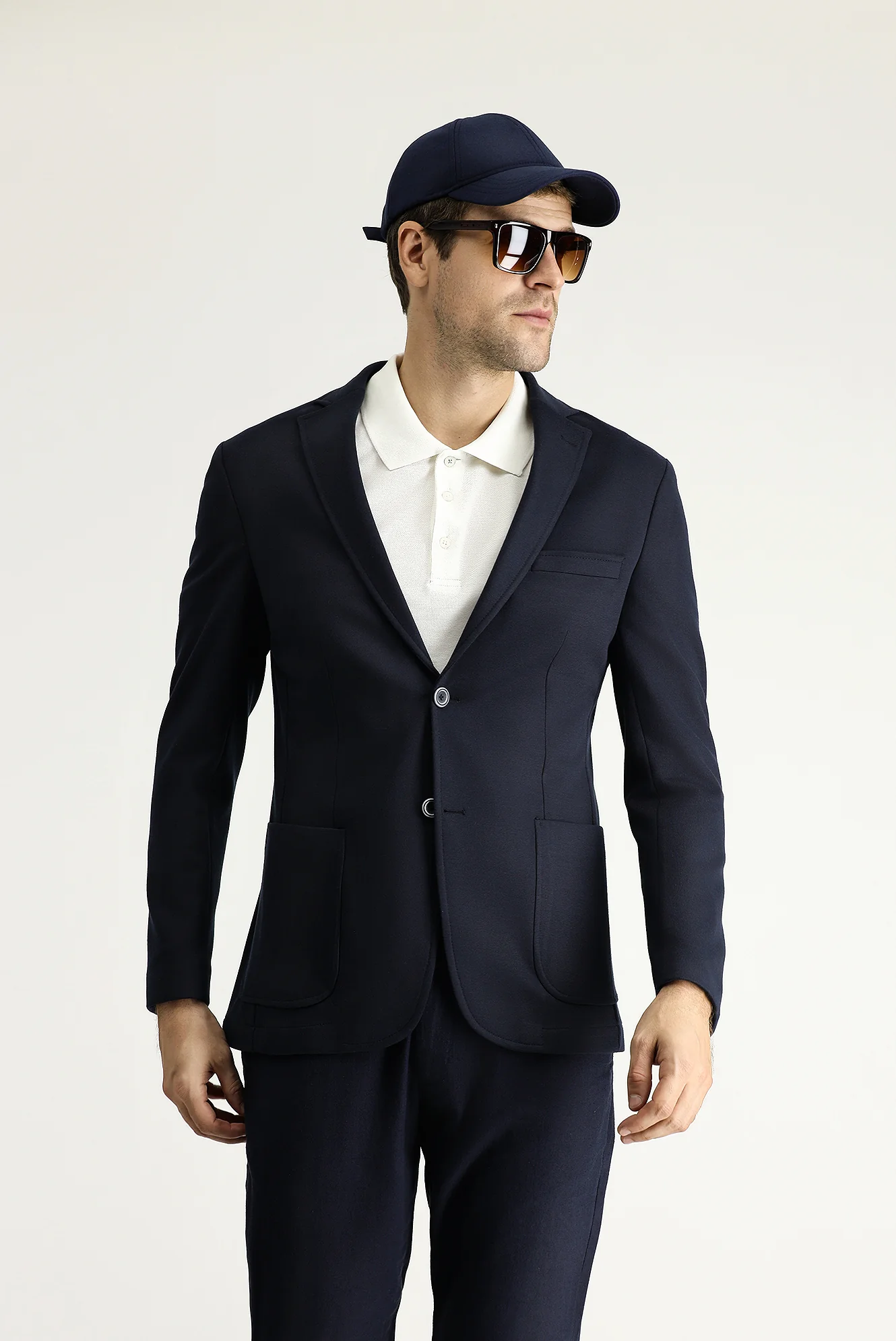 Koyu Lacivert 7 Drop Super Slim Fit Eksra Dar Kesim Astarsız Spor Ceket - Image 3