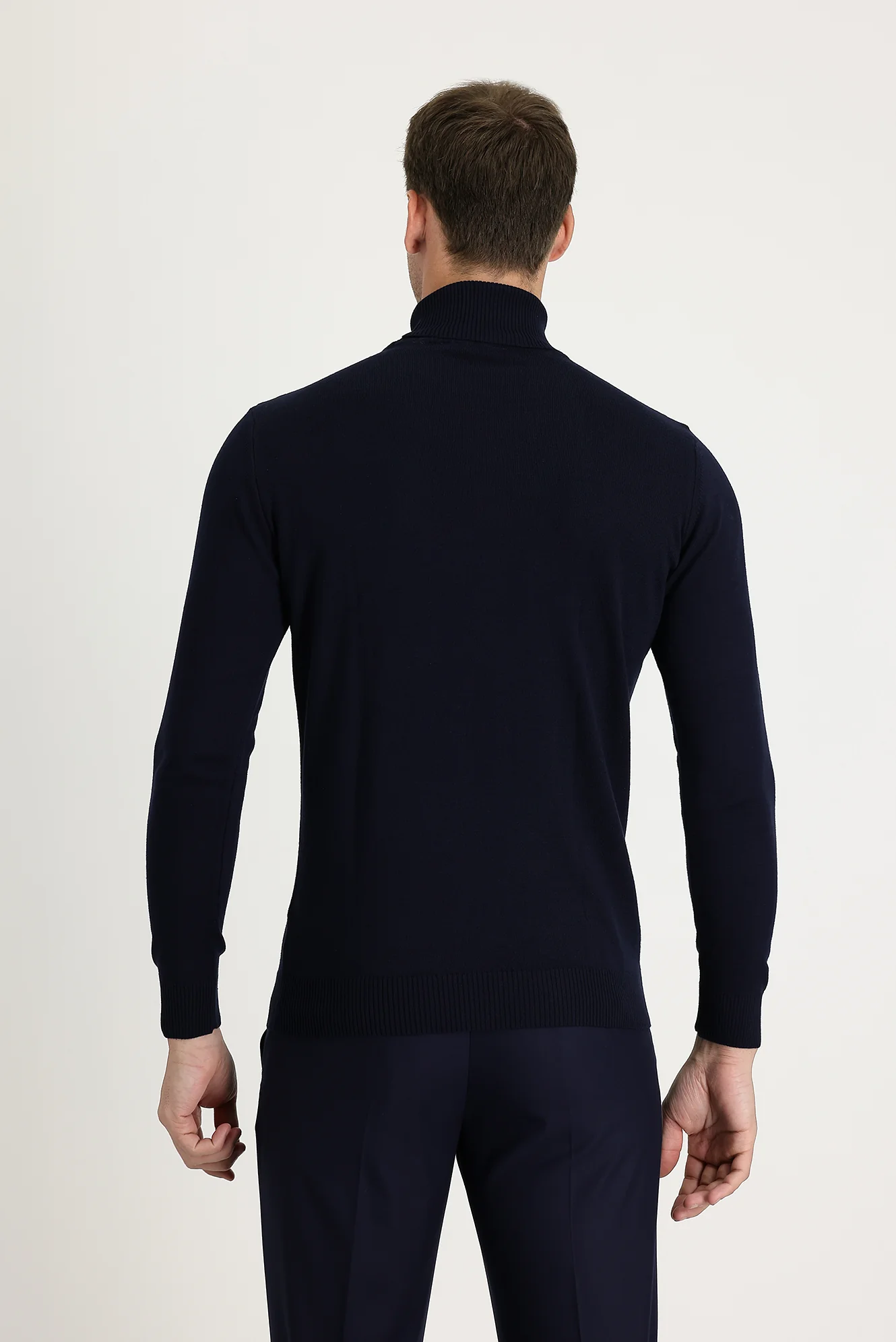 Koyu Lacivert Balıkçı Yaka Regular Fit Triko Kazak - Image 3