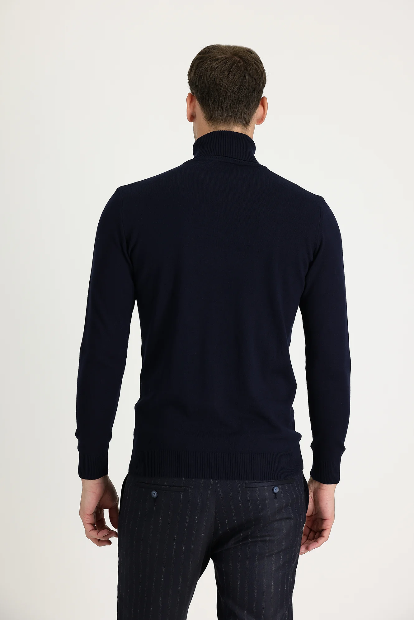 Koyu Lacivert Balıkçı Yaka Regular Fit Triko Kazak - Image 3