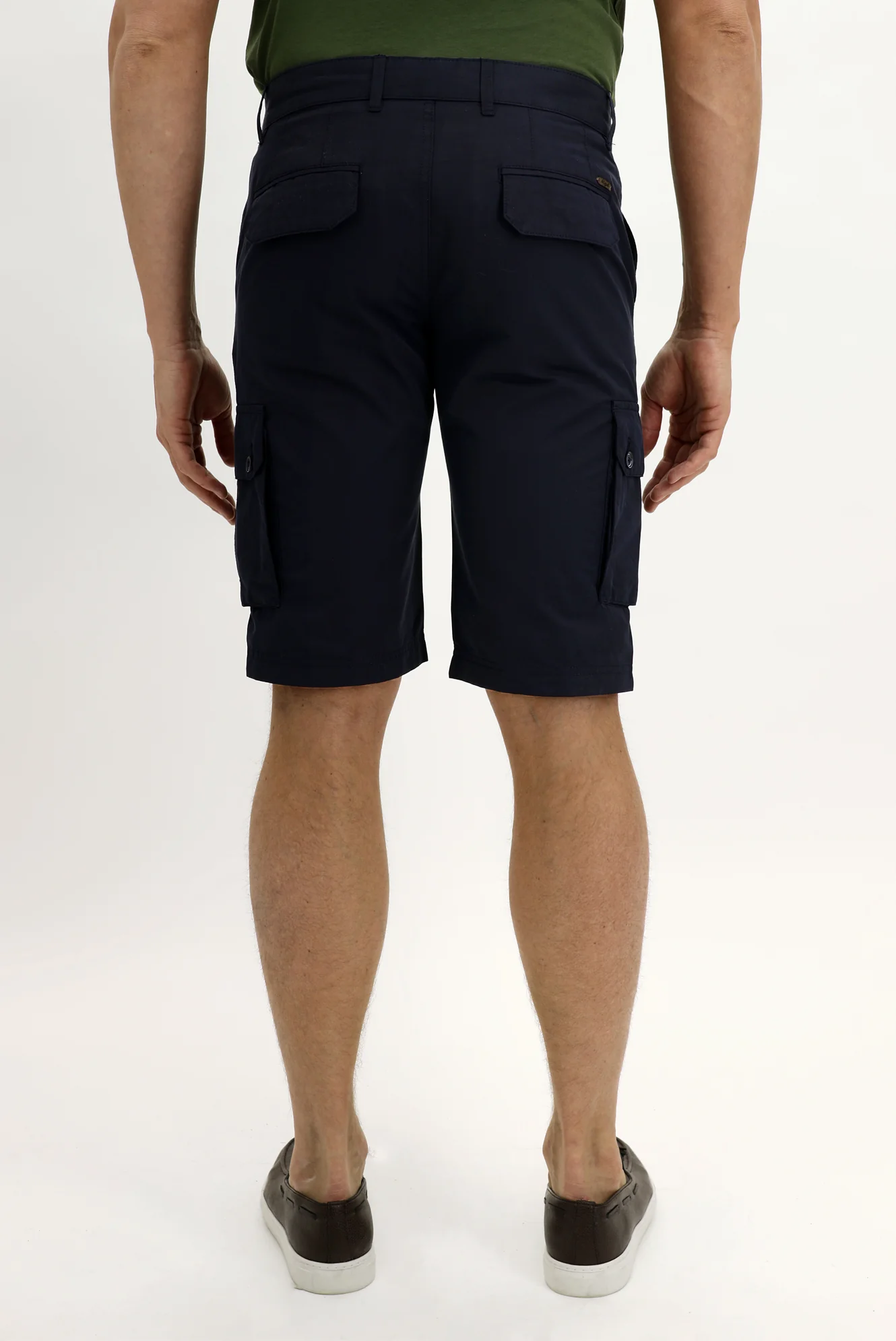 Koyu Lacivert Slim Fit Dar Kesim Bermuda Şort - Image 3