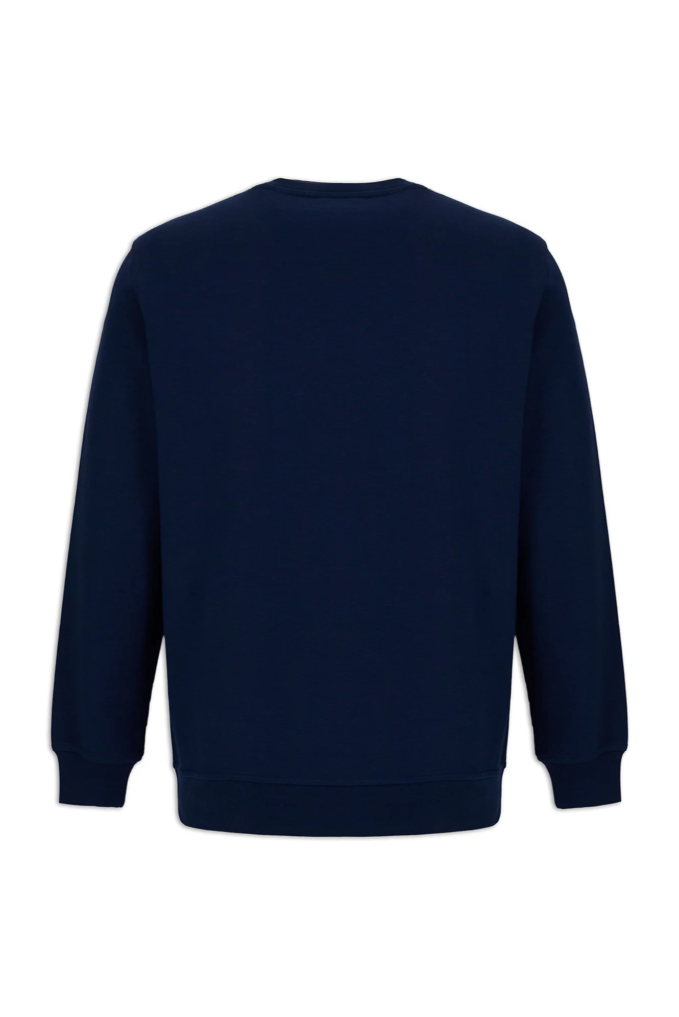 Koyu Lacivert Bisiklet Yaka Regular Fit Pamuklu Basic Sweatshirt - Image 7