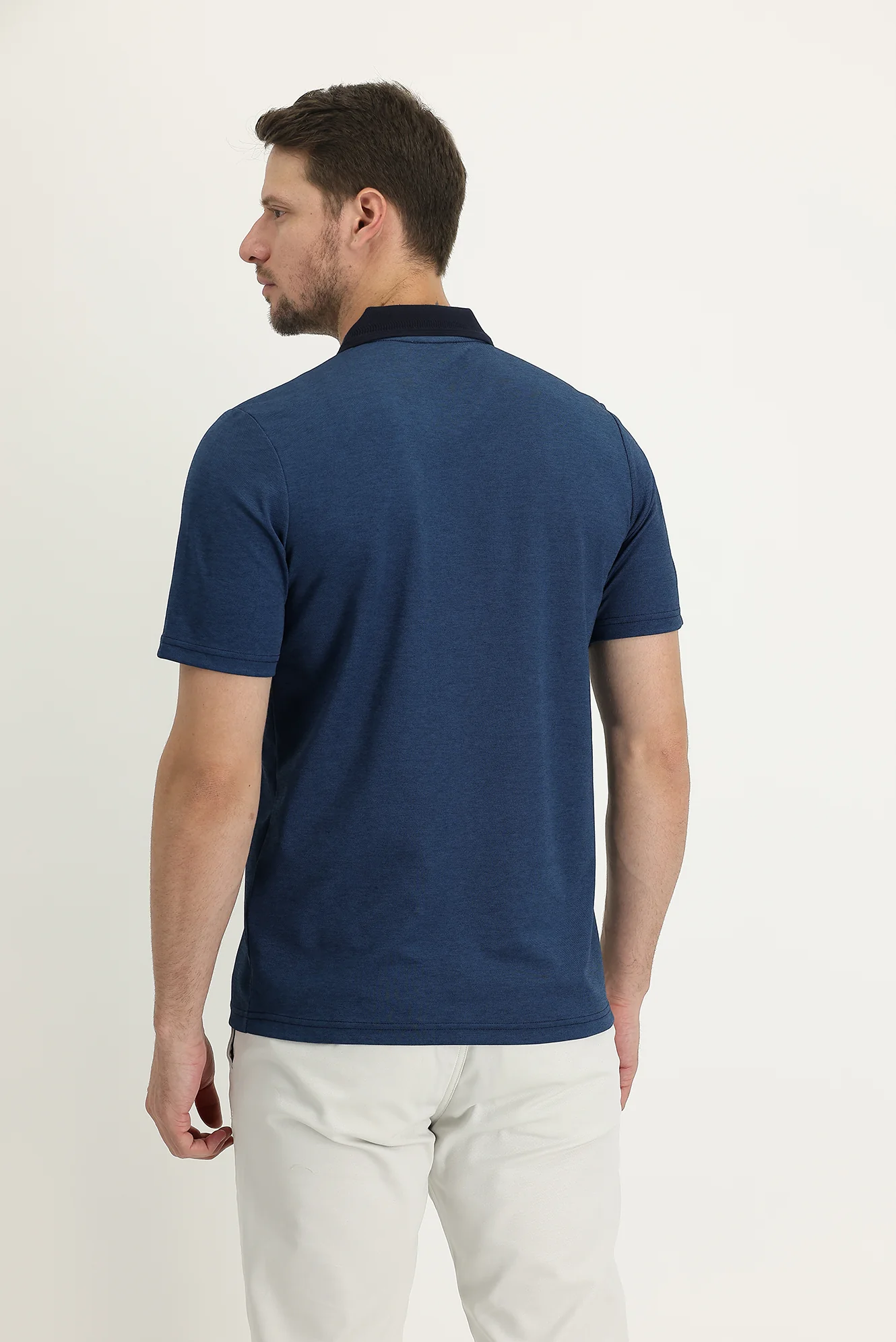 Koyu Lacivert Cepli Polo Yaka Regular Fit Fermuarlı Nakışlı Tişört - Image 3