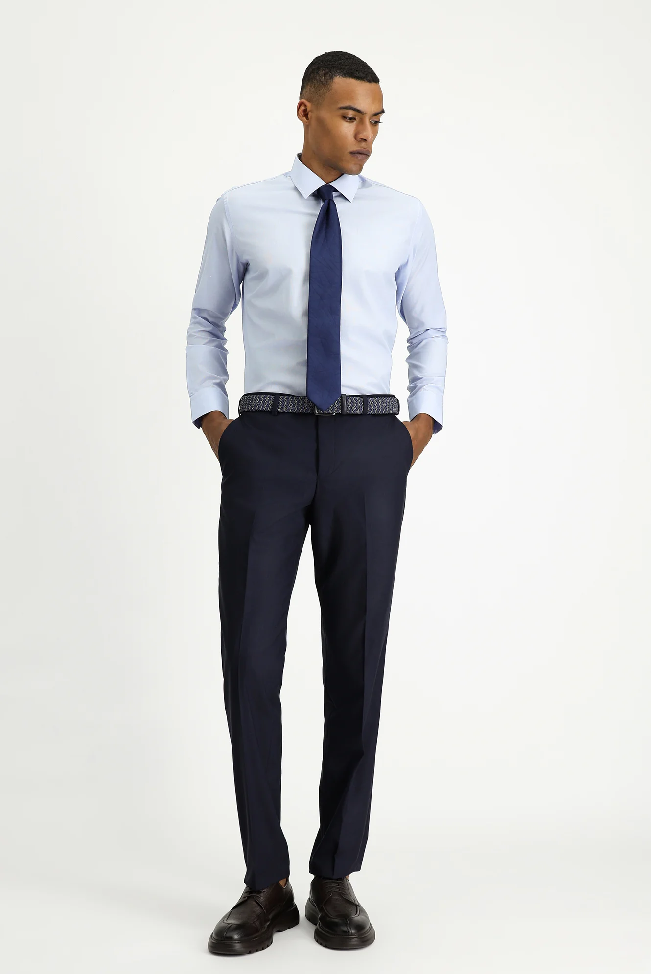 Koyu Lacivert 7 Drop Super Slim Fit Eksra Dar Kesim Pv Düz Klasik Pantolon - Image 2