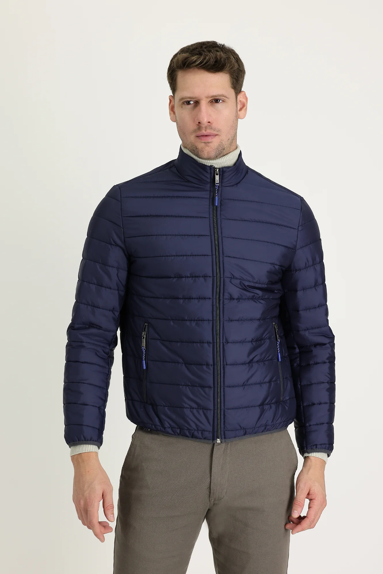Koyu Lacivert Kapitone Spor Mont - Image 5