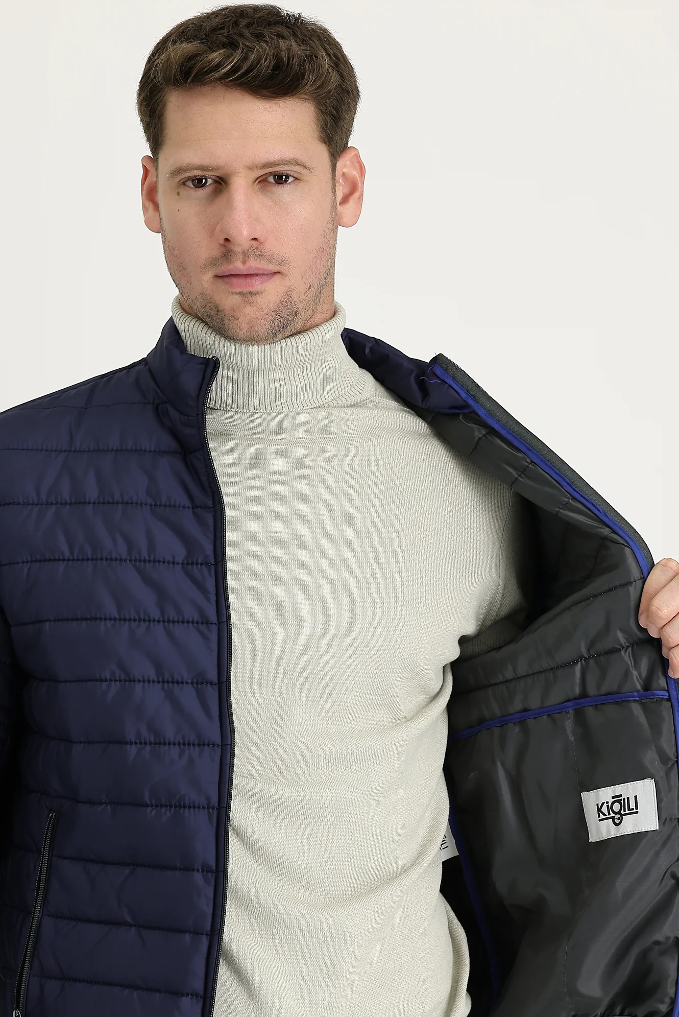 Koyu Lacivert Kapitone Spor Mont - Image 6