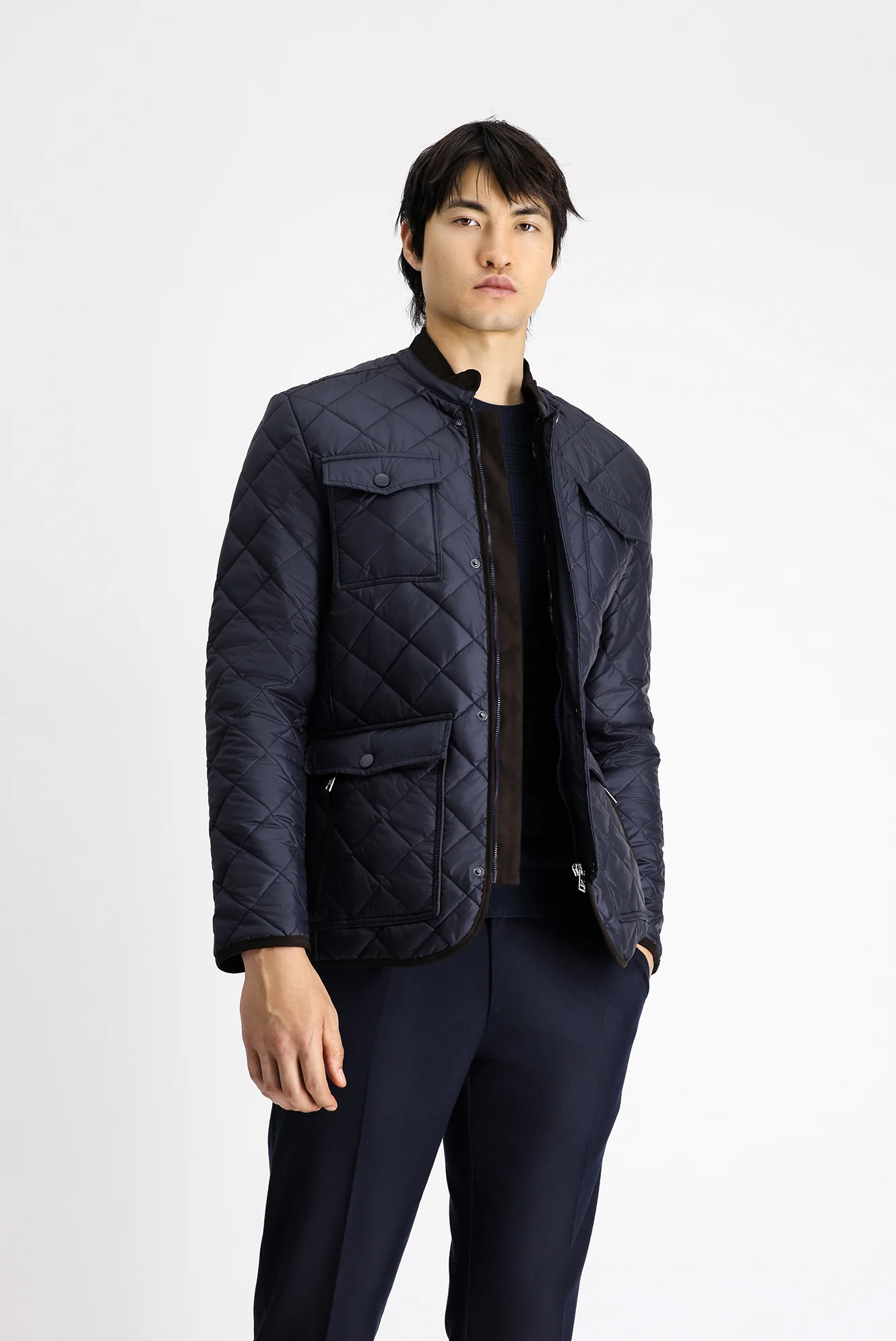 Koyu Lacivert Kapitone Spor Mont