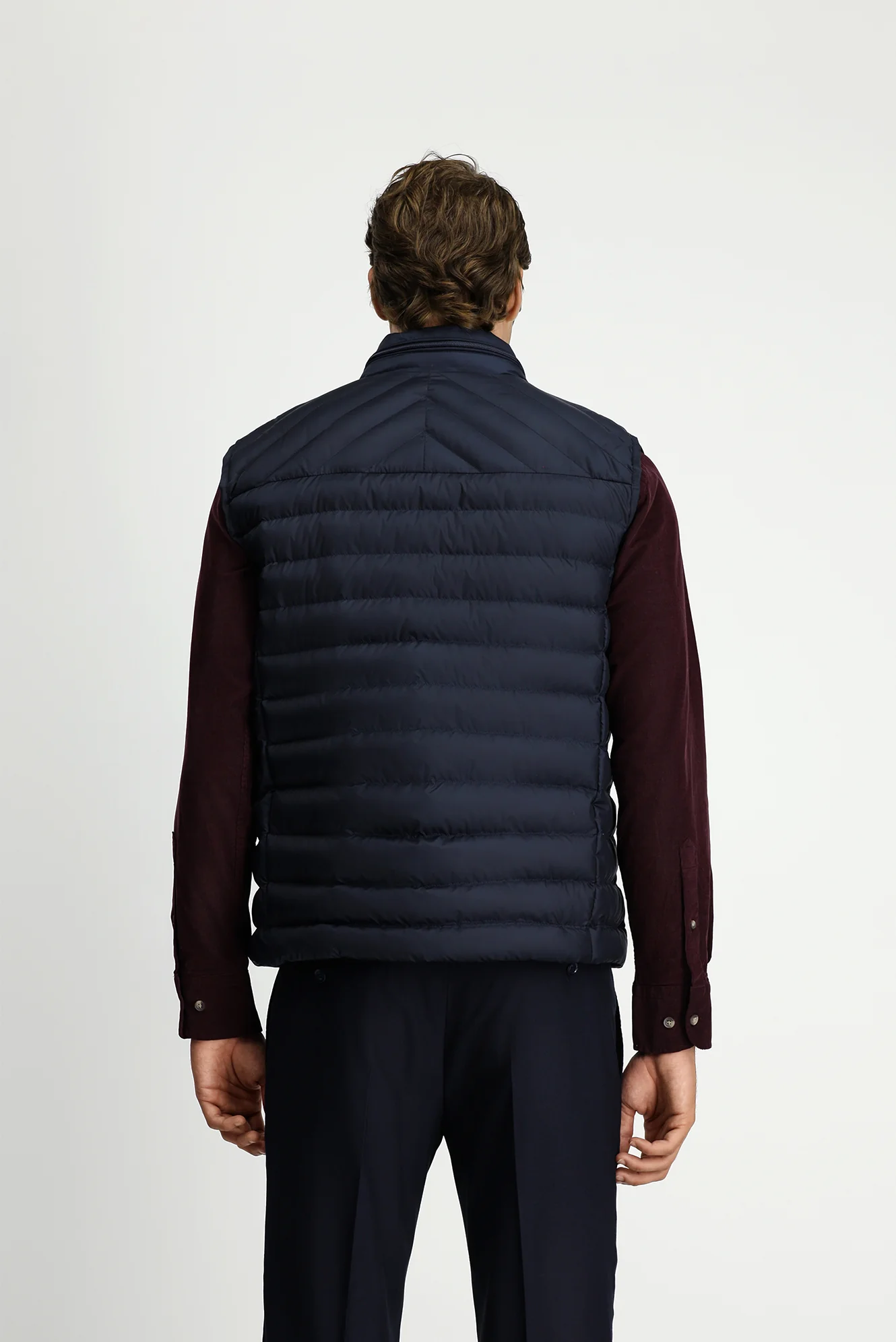 Koyu Lacivert Slim Fit Dik Yaka Fermuarlı Kapitone Spor Yelek - Image 5