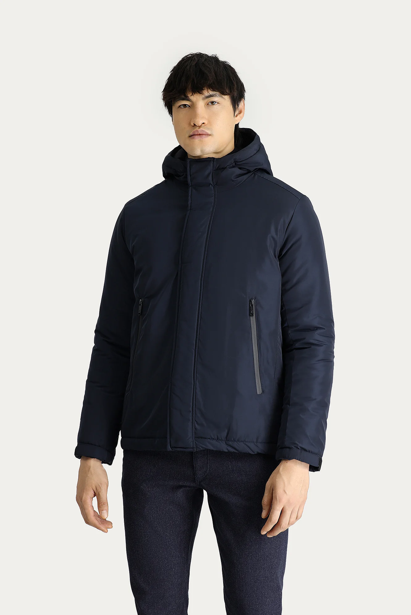 Koyu Lacivert Kapüşonlu Spor Mont - Image 4