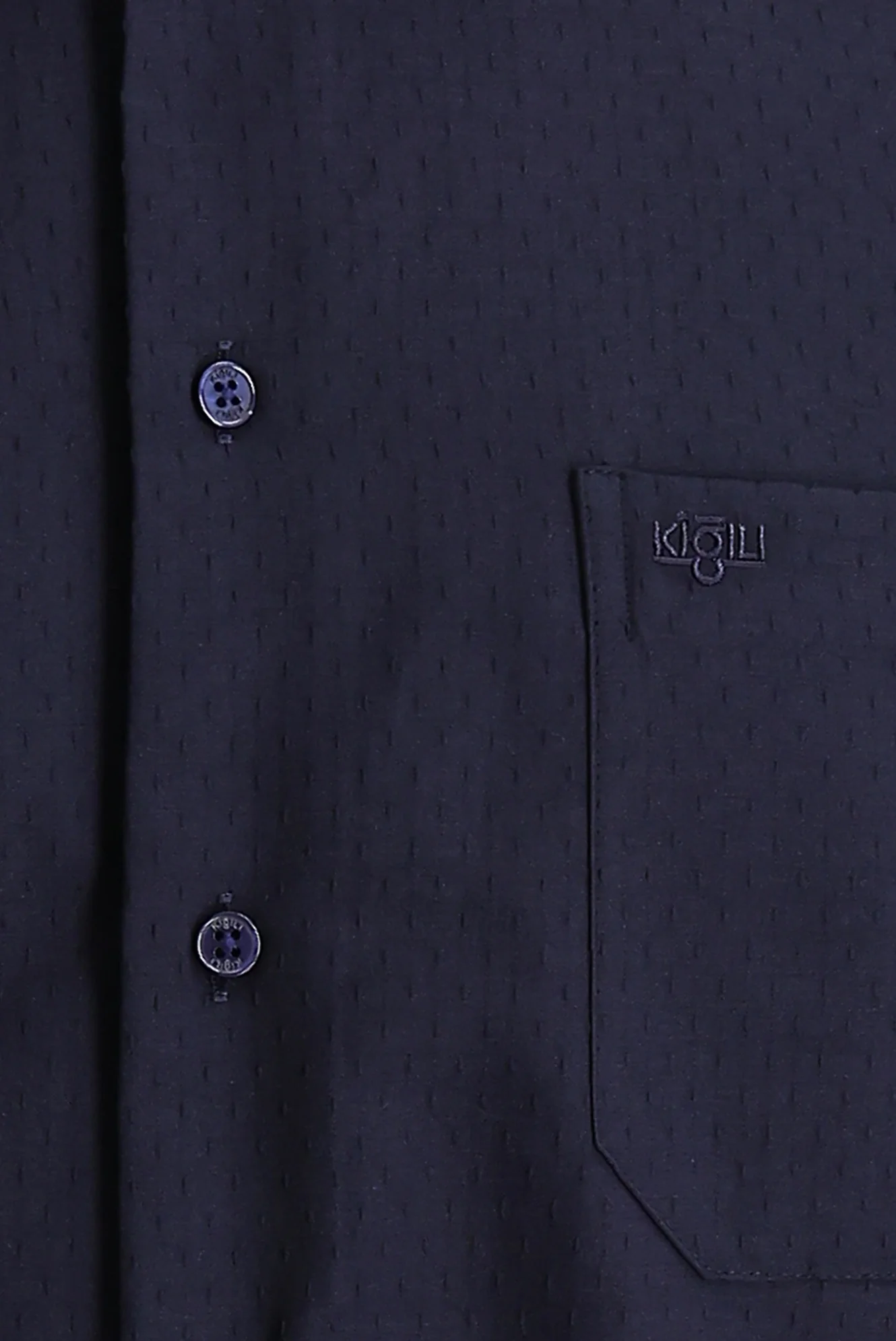 Koyu Lacivert Kısa Kol Regular Fit Desenli Gömlek - Image 3