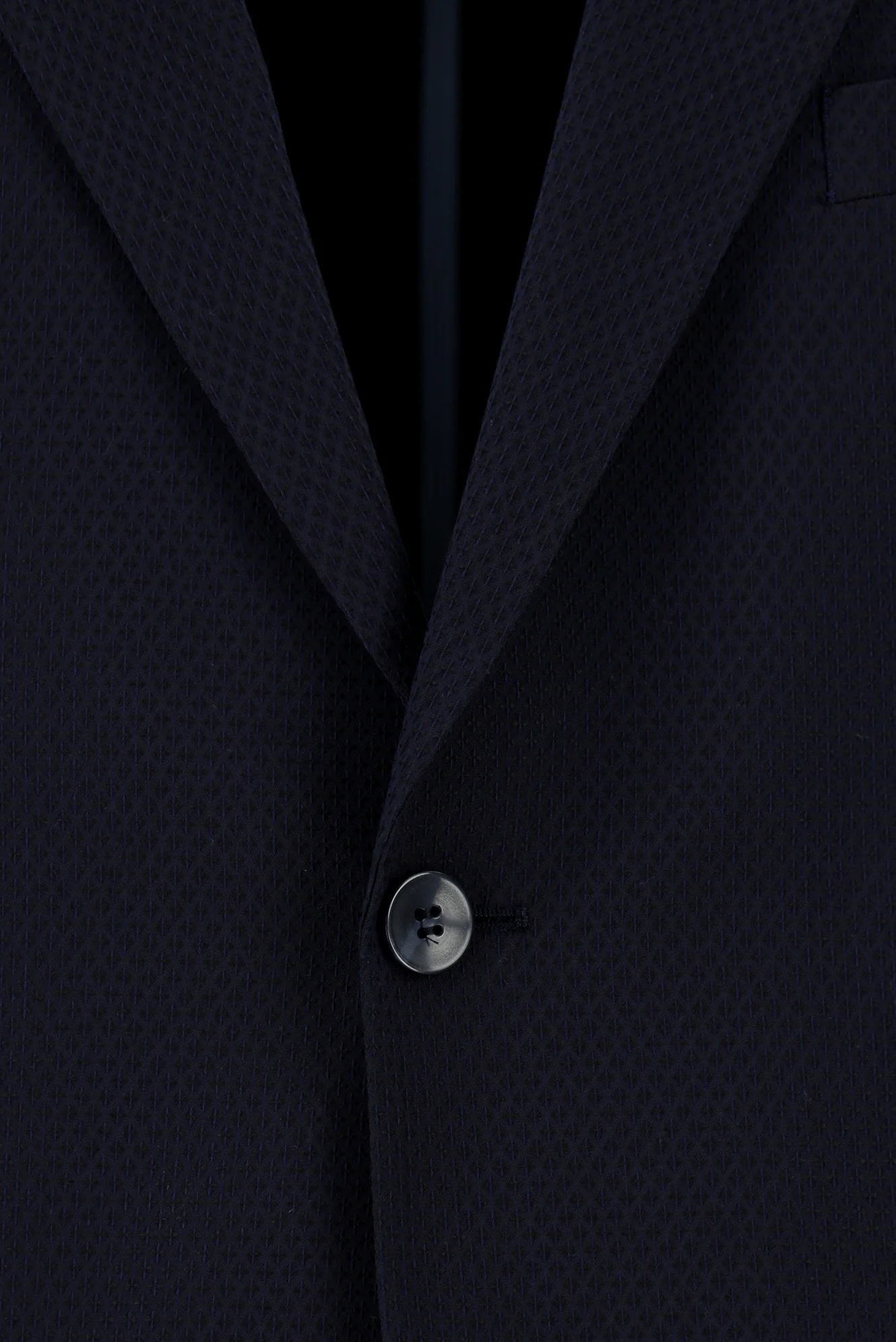 Koyu Lacivert 4 Drop Relaxed Fit Rahat Kesim Klasik Desenli Gofre Ceket - Image 3