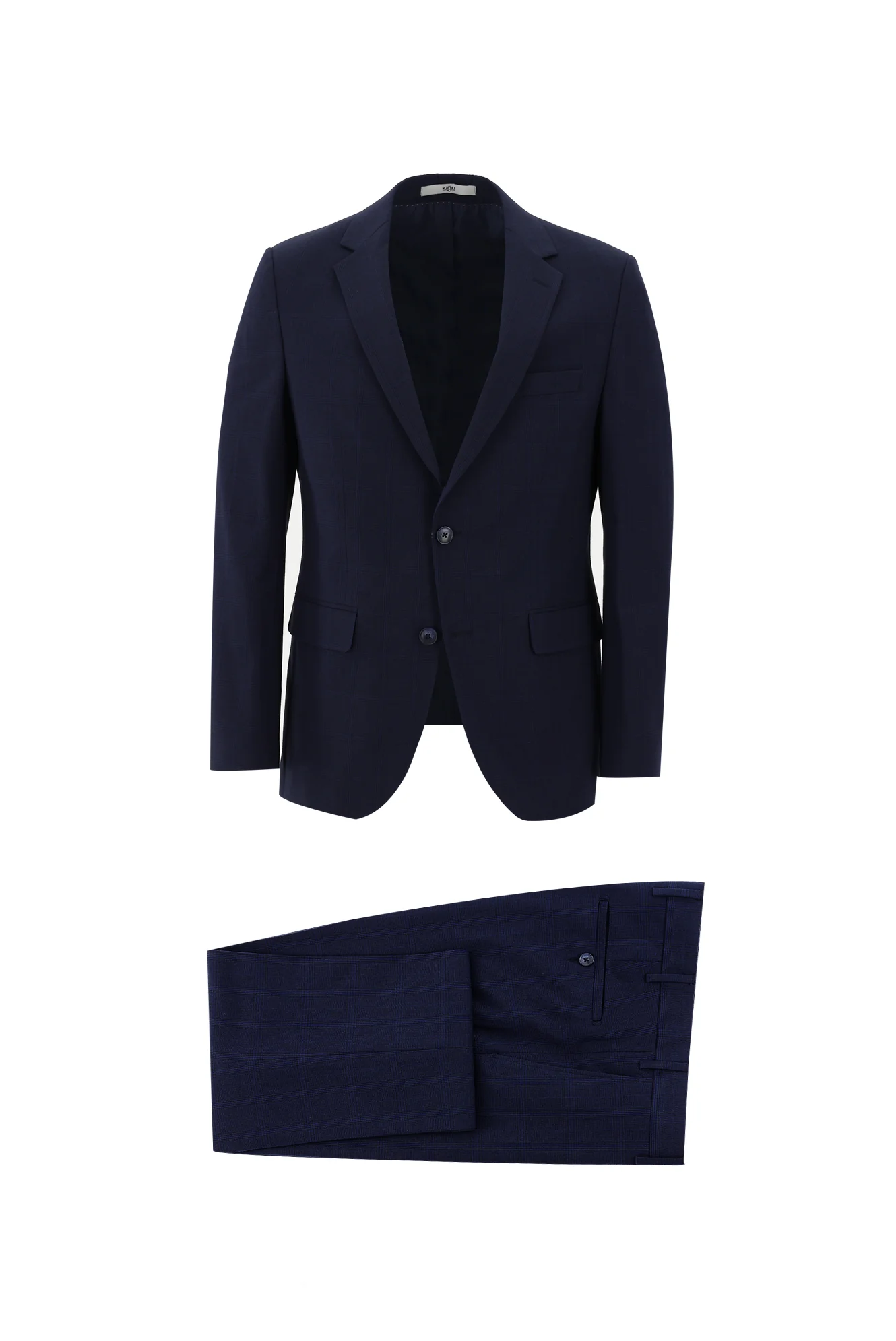 Koyu Lacivert 4 Drop Relaxed Fit Rahat Kesim Ekose Takım Elbise