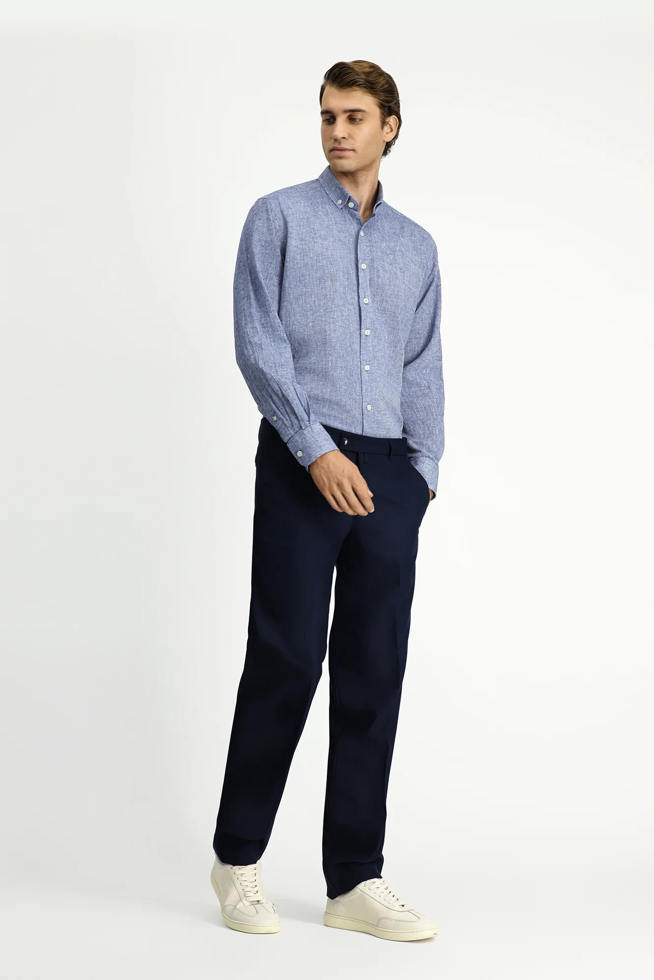 Koyu Lacivert 4 Drop Relaxed Fit Rahat Kesim Klasik Pantolon - Image 3