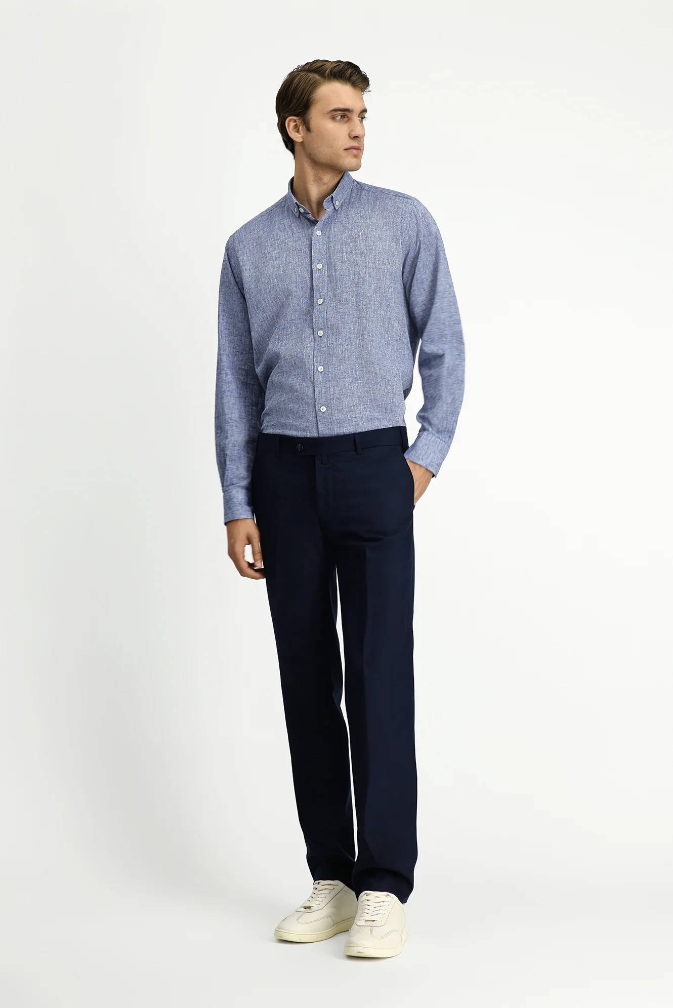 Koyu Lacivert 4 Drop Relaxed Fit Rahat Kesim Klasik Pantolon - Image 4