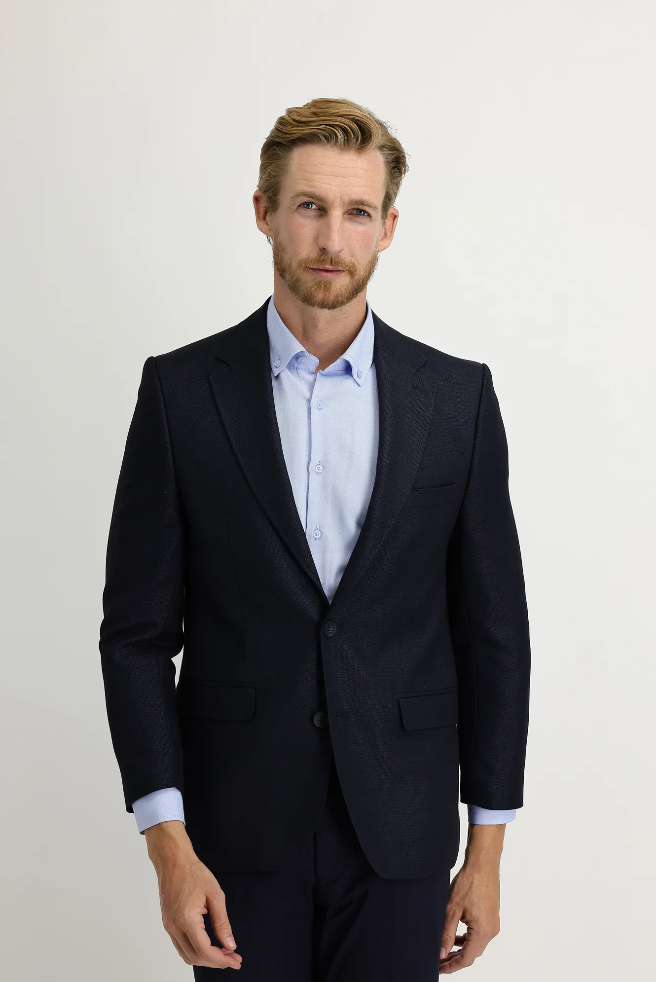 Koyu Lacivert 4 Drop Relaxed Fit Rahat Kesim Kuşgözü Klasik Ceket - Image 2