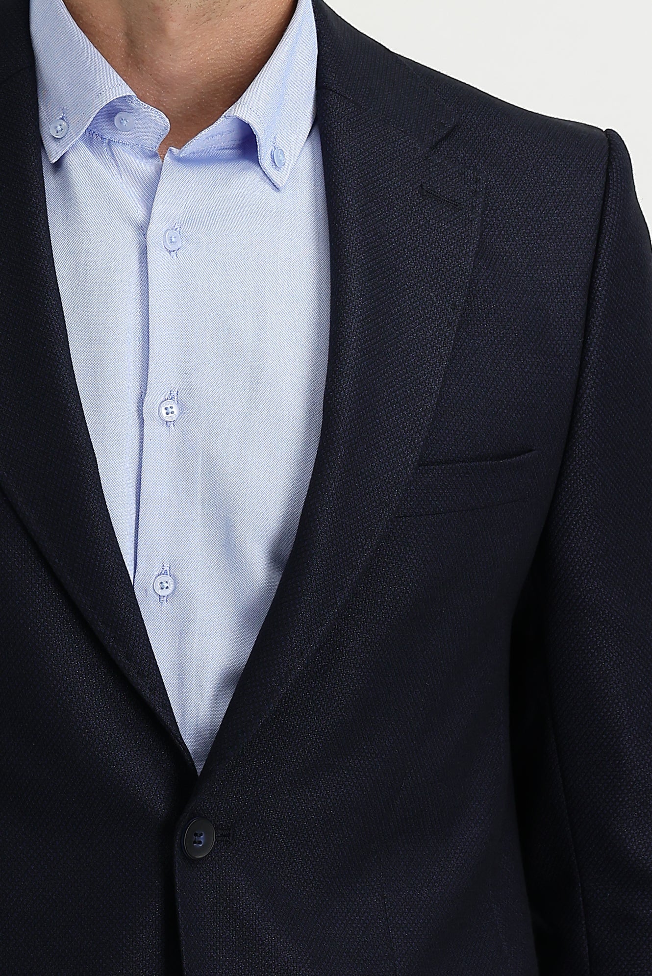 Koyu Lacivert 4 Drop Relaxed Fit Rahat Kesim Kuşgözü Klasik Ceket - Image 3