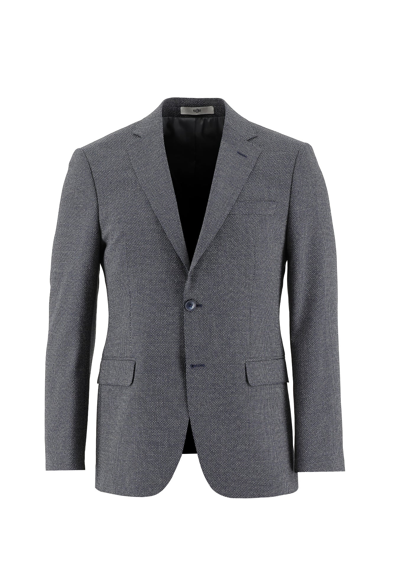Koyu Lacivert 6 Drop Regular Fit Standart Kesim Kuşgözü Yünlü Takım Elbise - Image 2