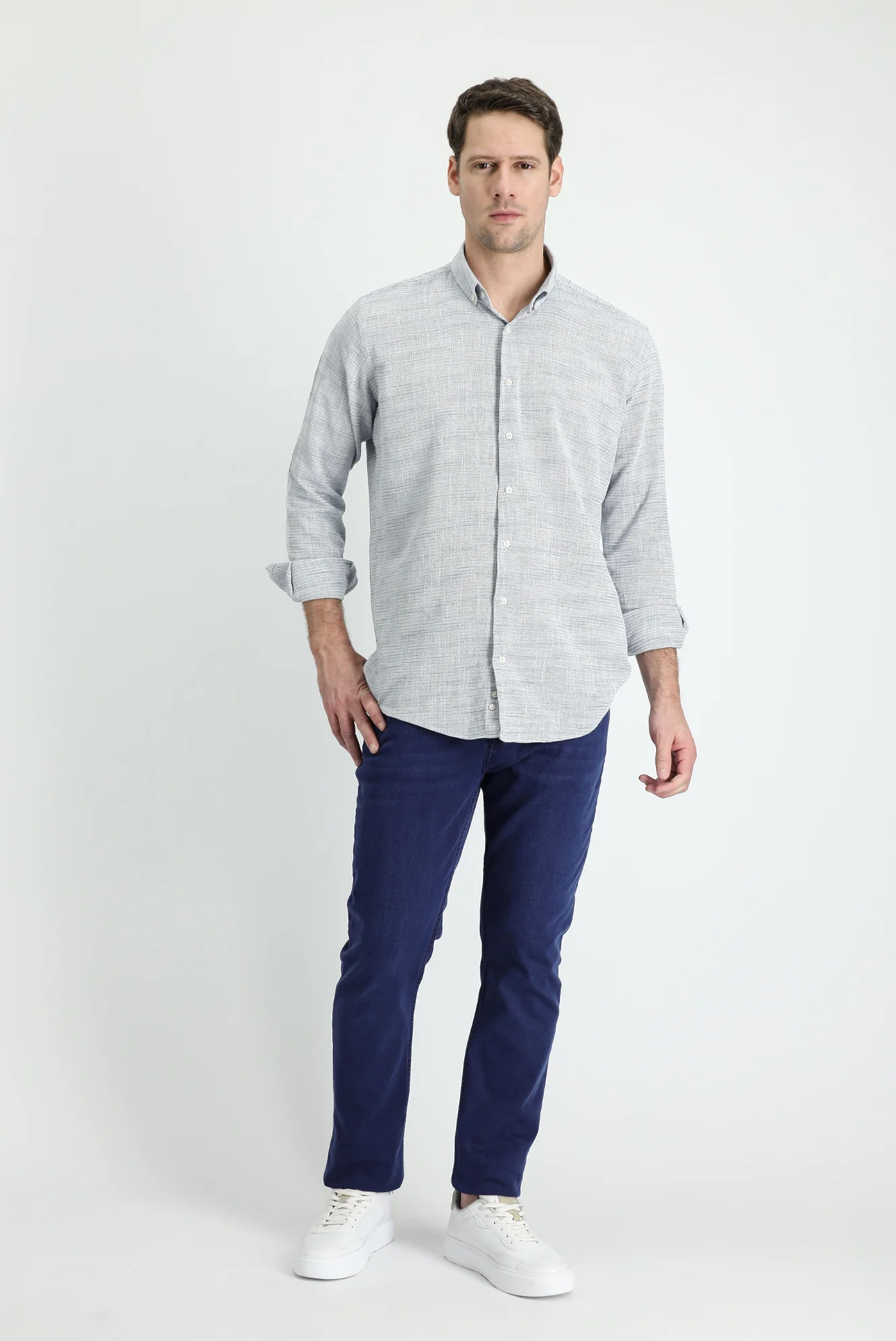 Koyu Lacivert Regular Fit Standart Kesim Likralı Denim Pantolon