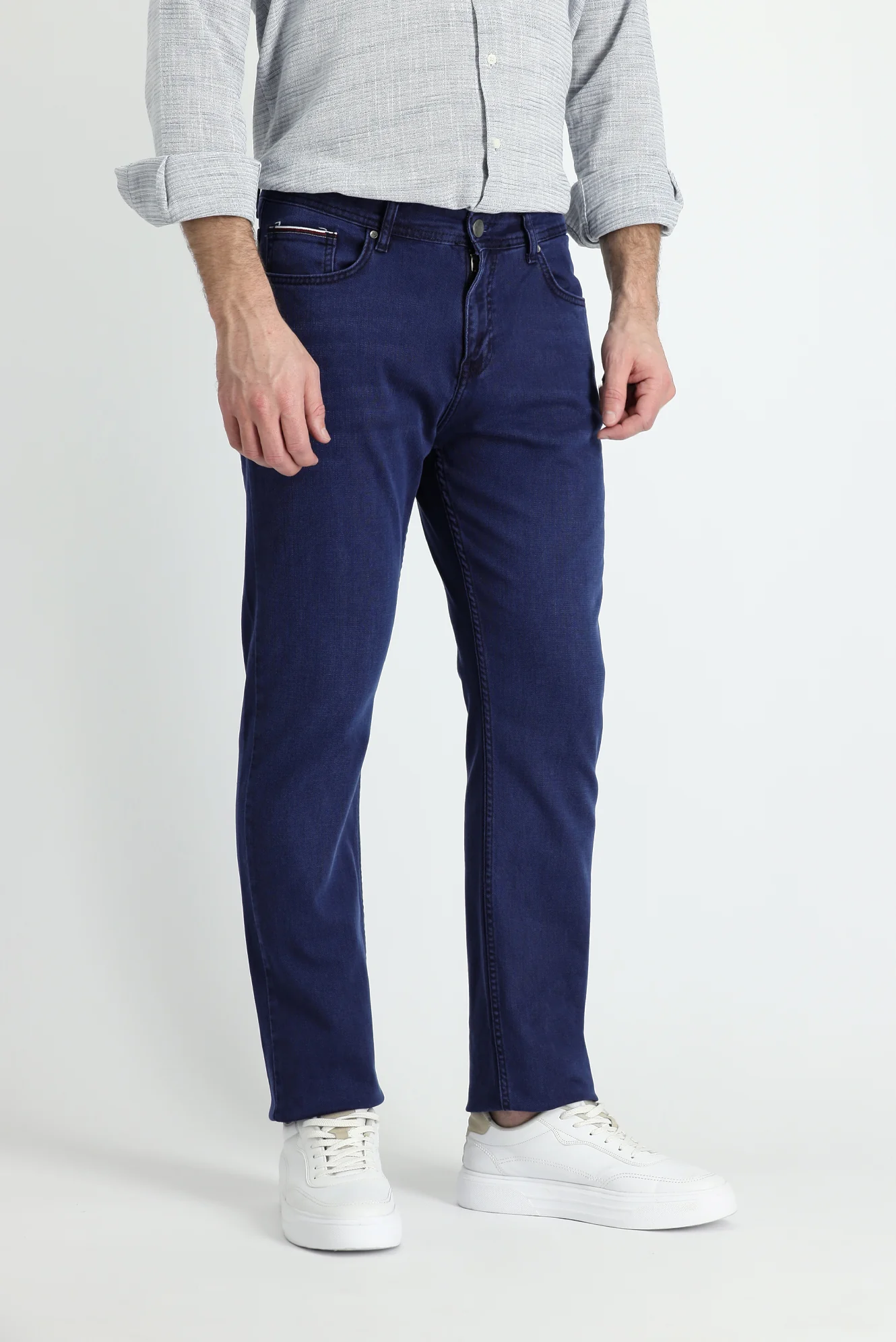 Koyu Lacivert Regular Fit Standart Kesim Likralı Denim Pantolon - Image 4