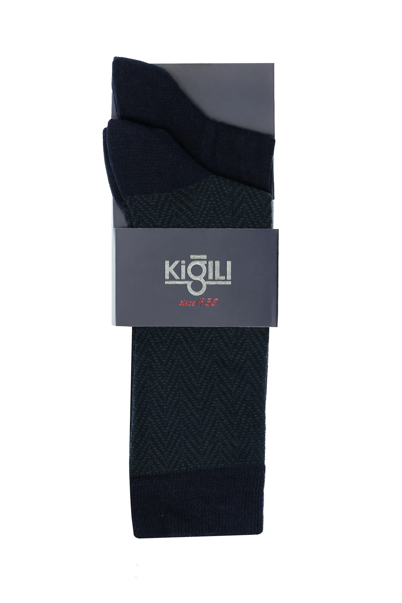 Koyu Lacivert Melanj 2'li Desenli Çorap Seti