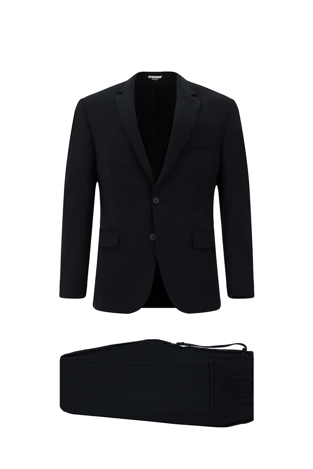 Koyu Lacivert Techno-Line 7 Drop Super Slim Fit Eksra Dar Kesim Beli Lastikli İpli Çantalı Likralı Takım Elbise - Image 7