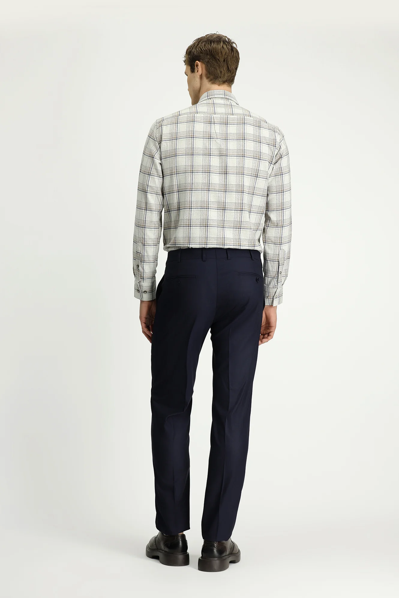 Koyu Lacivert 7 Drop Slim Fit Dar Kesim Likralı Klasik Kumaş Pantolon - Image 3