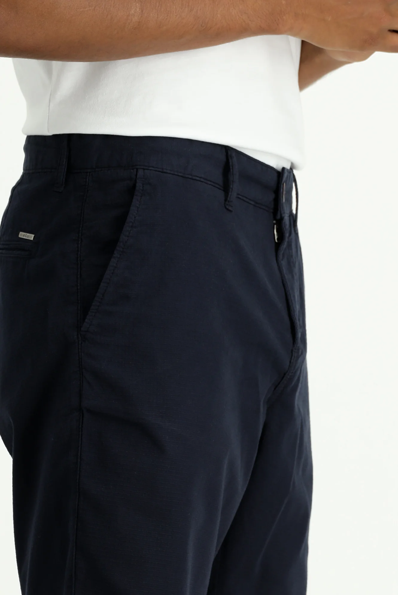 Koyu Lacivert Regular Fit Standart Kesim Pamuklu Bermuda Şort - Image 3
