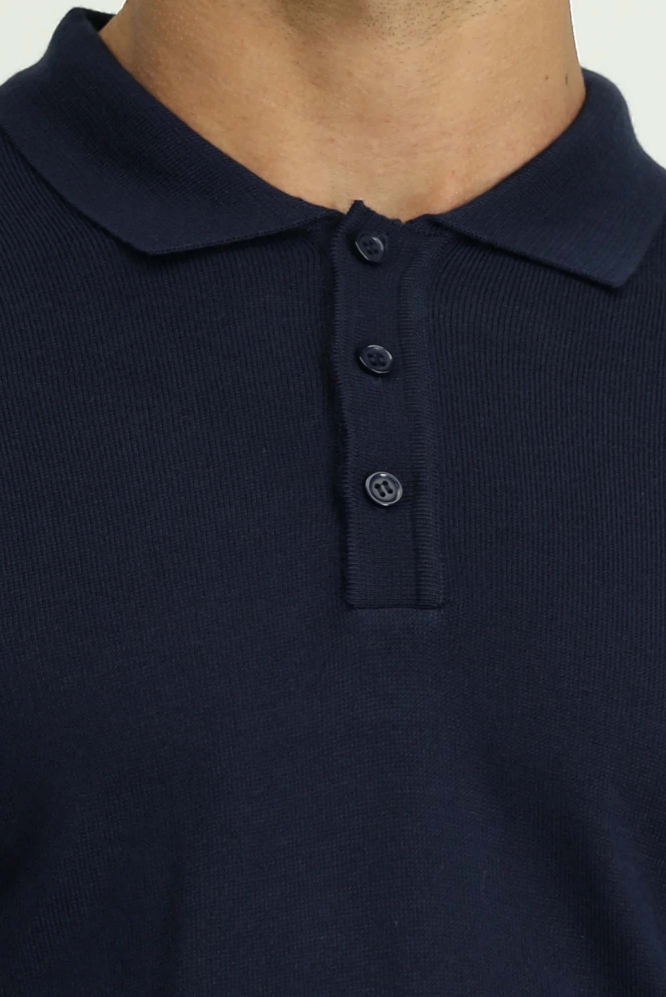 Koyu Lacivert Polo Yaka Düğmeli Regular Fit Sıcak Tutan Yünlü Triko Kazak - Image 6