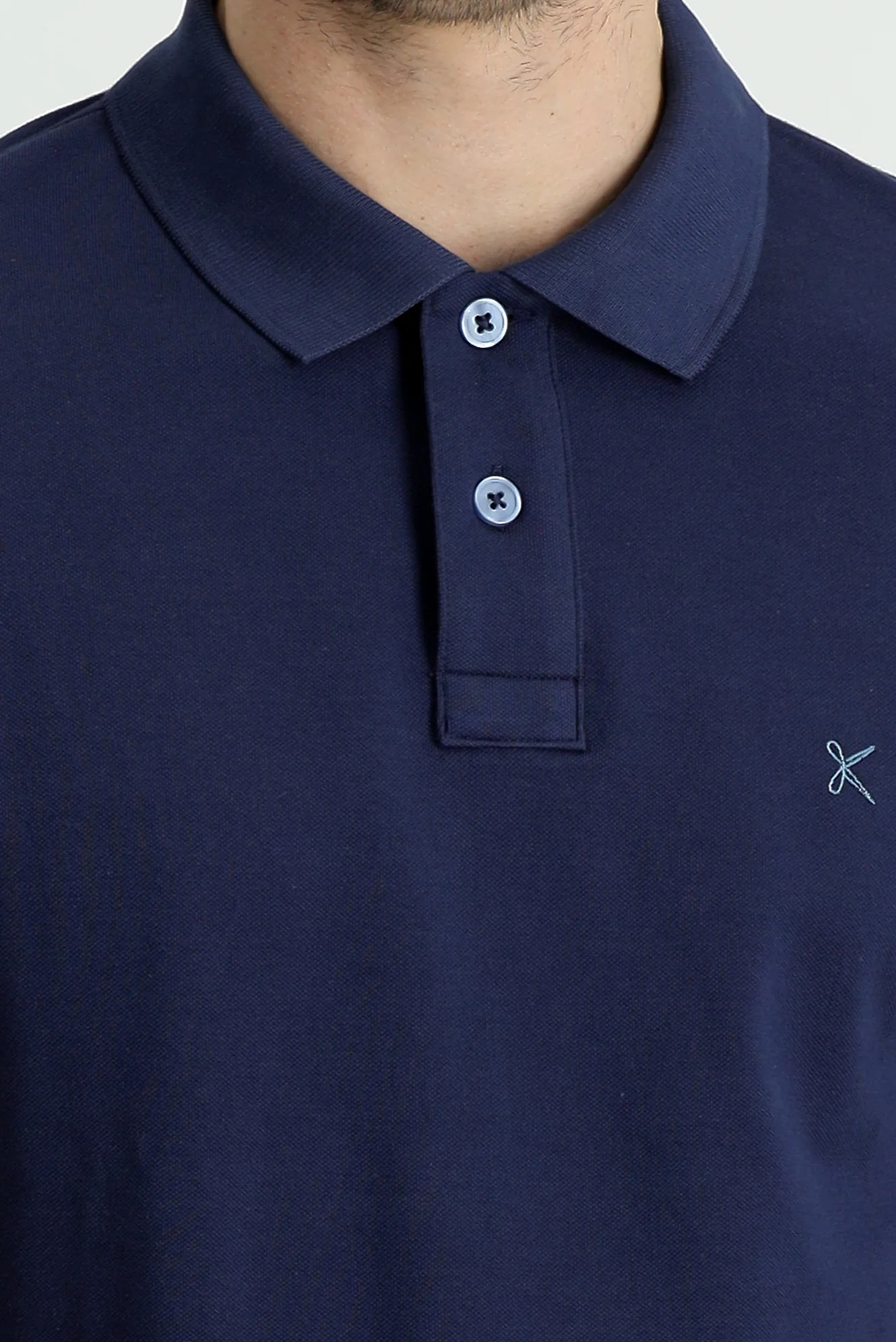 Koyu Lacivert Polo Yaka Regular Fit Nakışlı Pamuk Tişört - Image 3