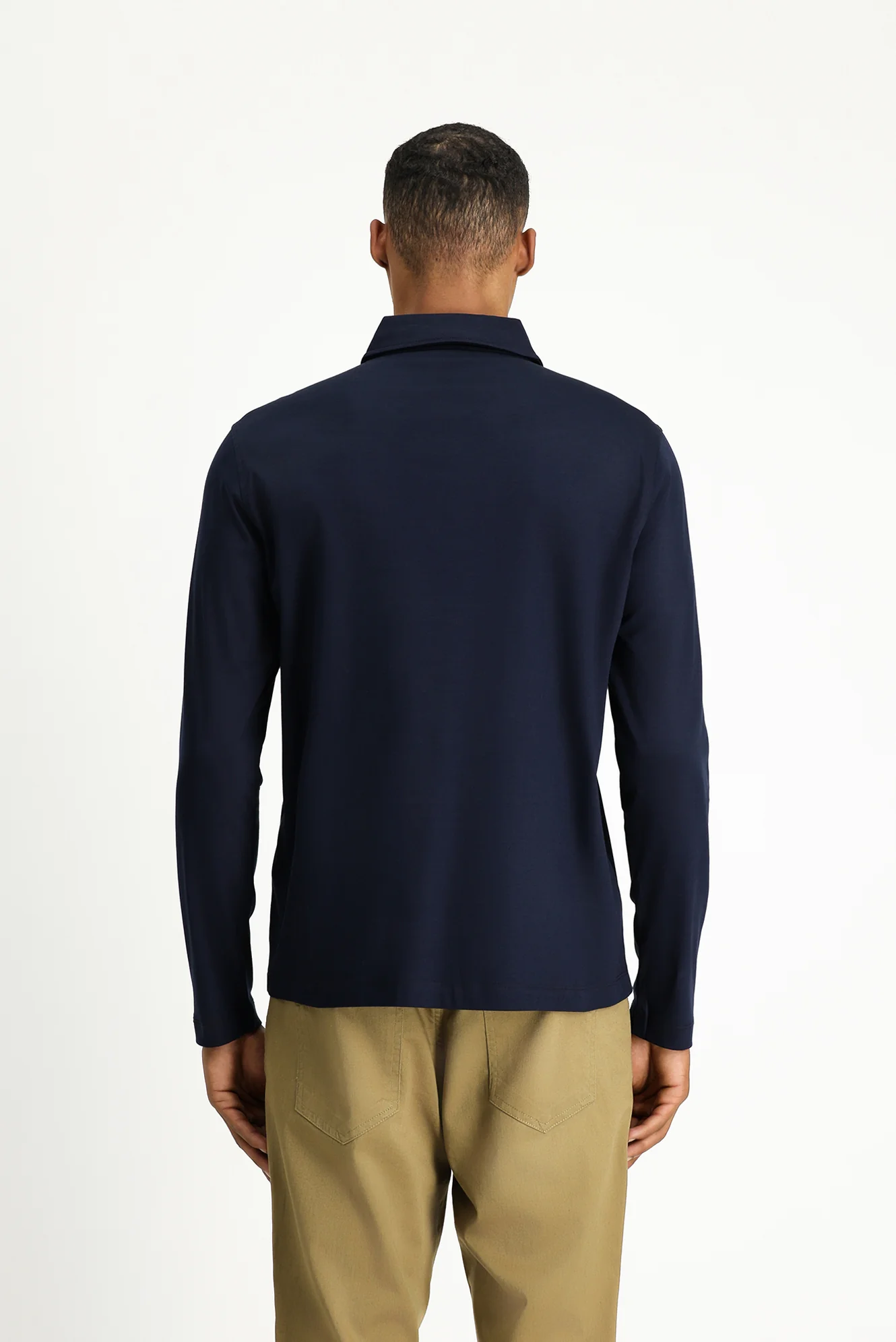 Koyu Lacivert Polo Yaka Regular Fit Pamuk Sweatshirt - Image 4